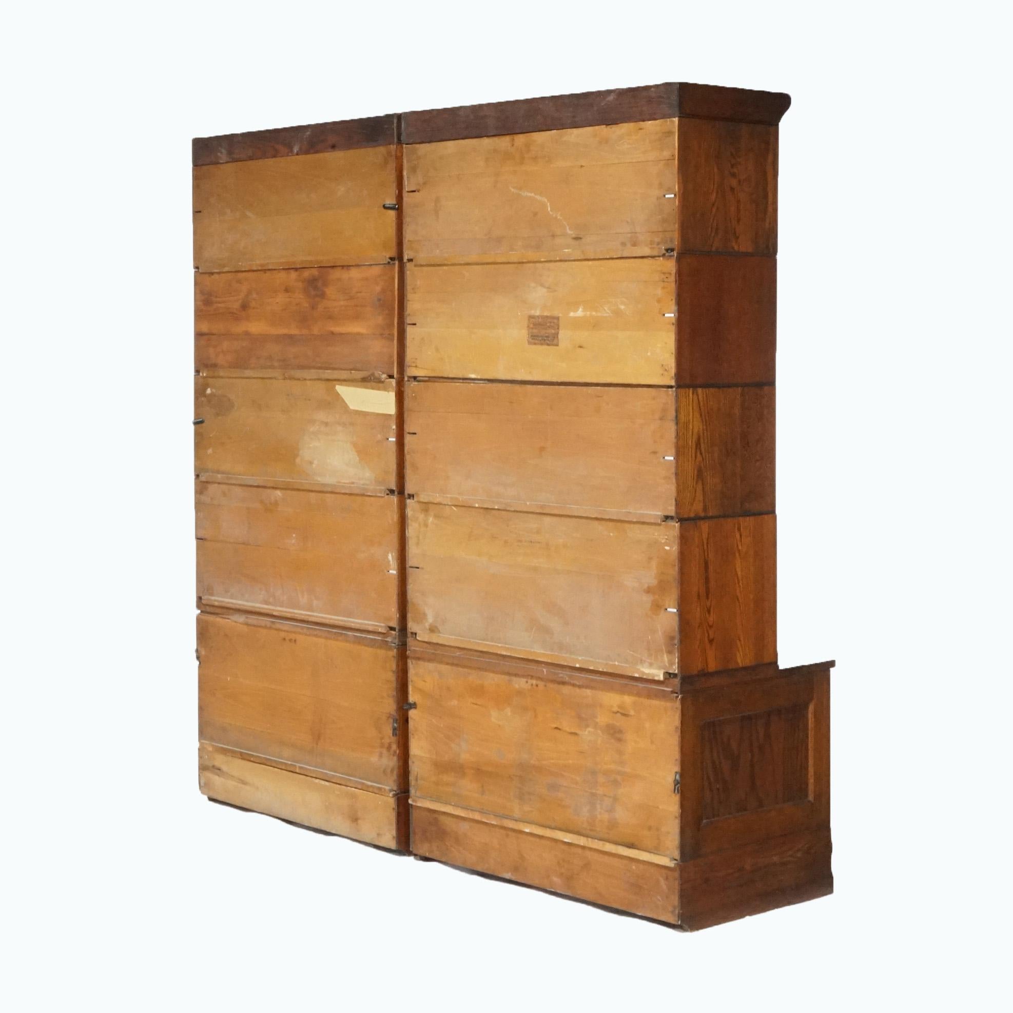 Antique Arts & Crafts Mission Oak Lundstrom Stack Barrister Bookcase Cabinets 4