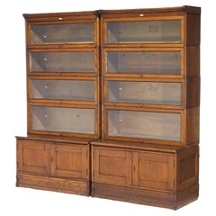 Antique Arts & Crafts Mission Oak Lundstrom Stack Barrister Bookcase Cabinets