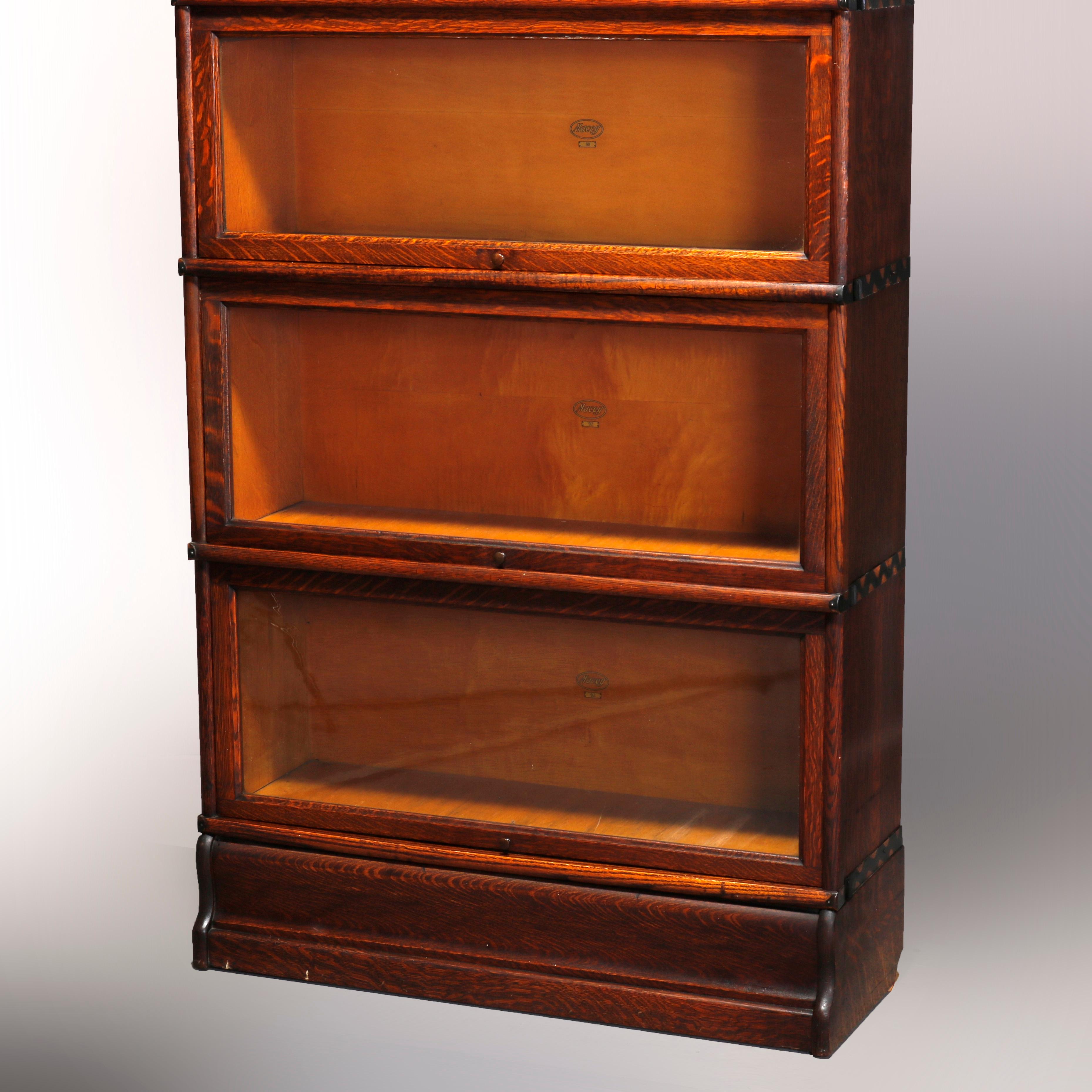 Antique Arts & Crafts Mission Oak Macey Five Stack Barrister Bookcase circa 1910 In Good Condition In Big Flats, NY