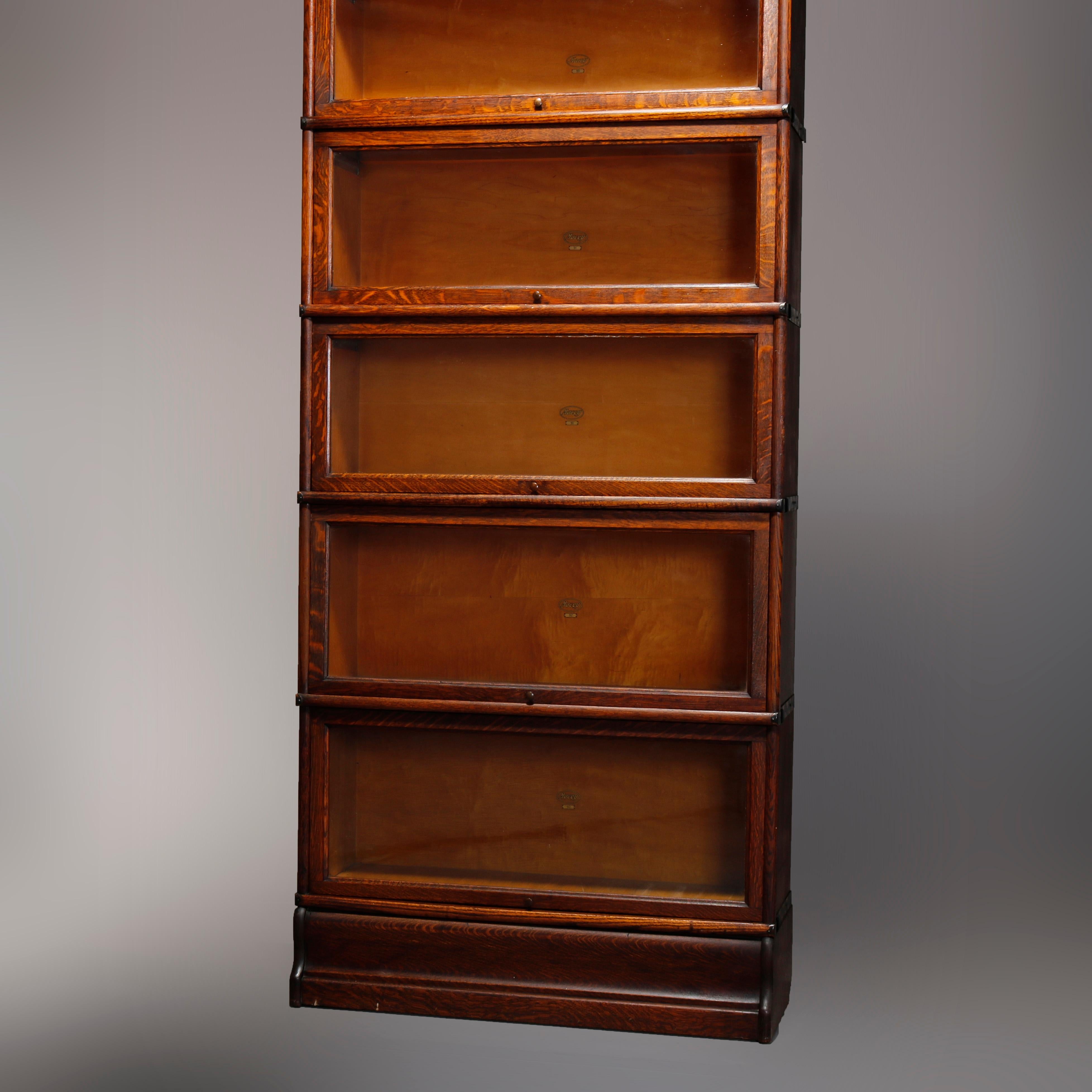 20th Century Antique Arts & Crafts Mission Oak Macey Five Stack Barrister Bookcase circa 1910
