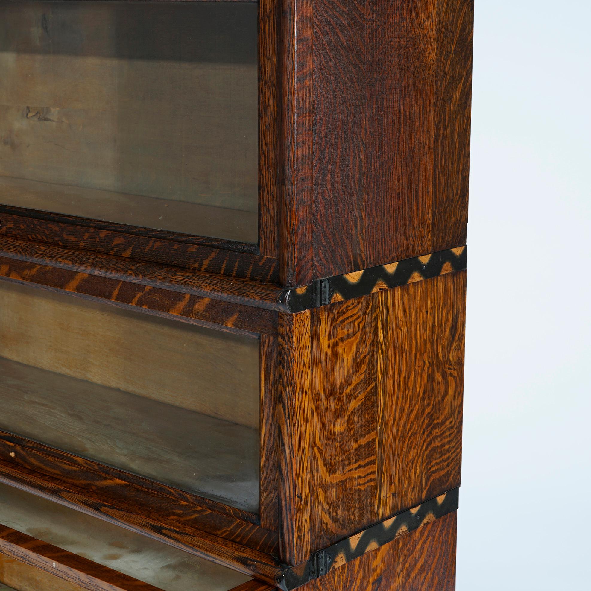 Antique Arts & Crafts Mission Oak Macey Four Stack Barrister Bookcase Circa 1910 In Good Condition In Big Flats, NY