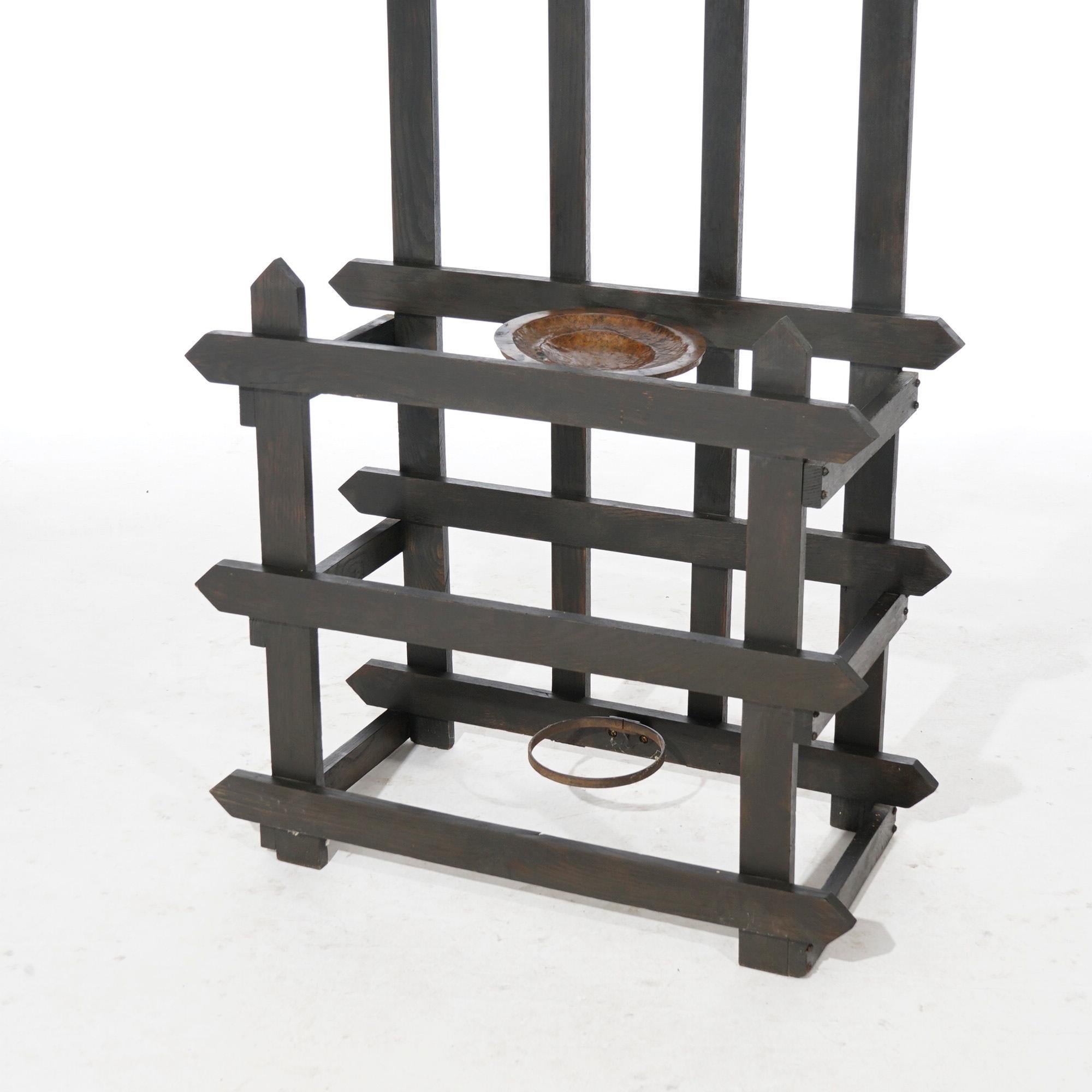 Antique Arts & Crafts Mission Oak Mirrored Hall Tree Circa 1910 8