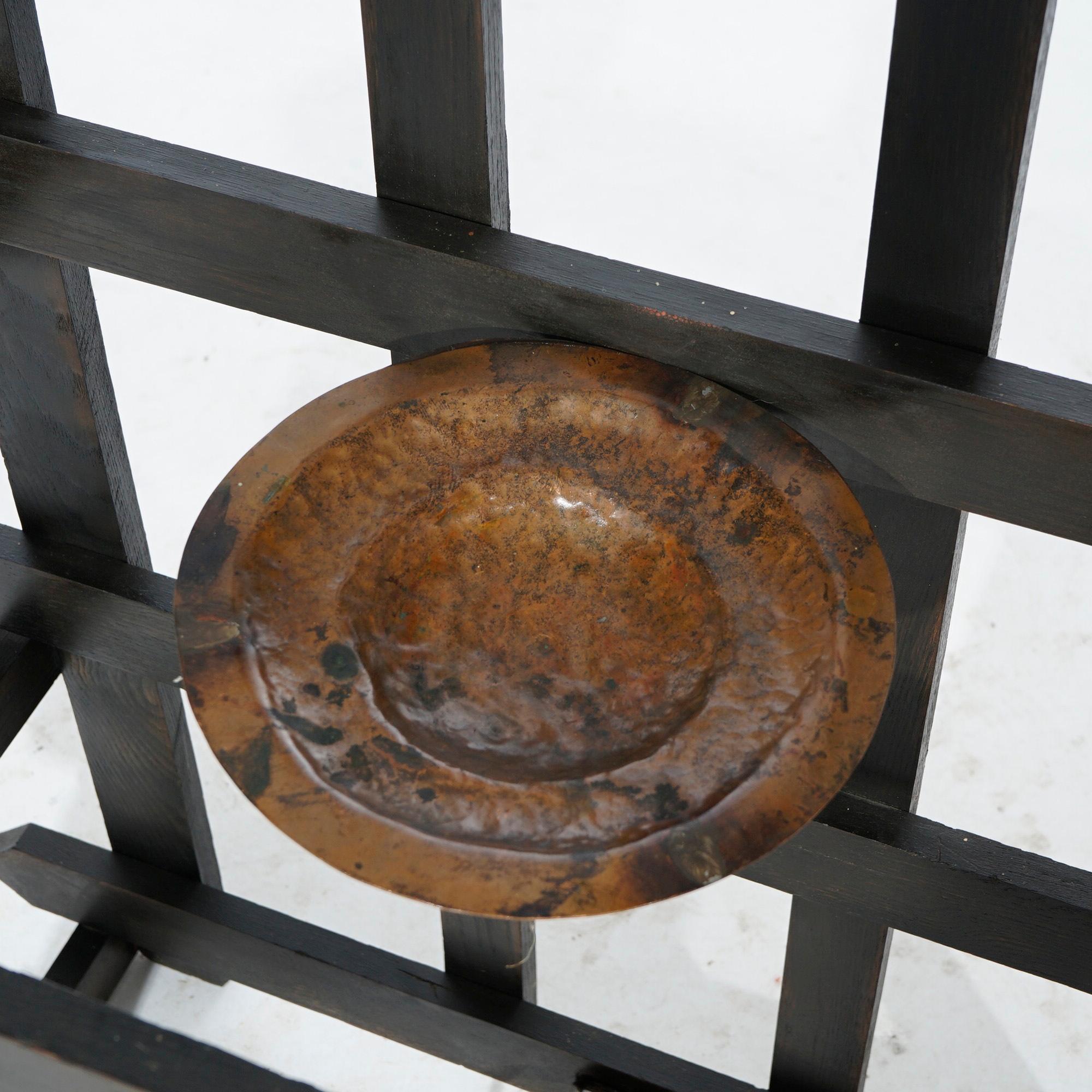 Antique Arts & Crafts Mission Oak Mirrored Hall Tree Circa 1910 9