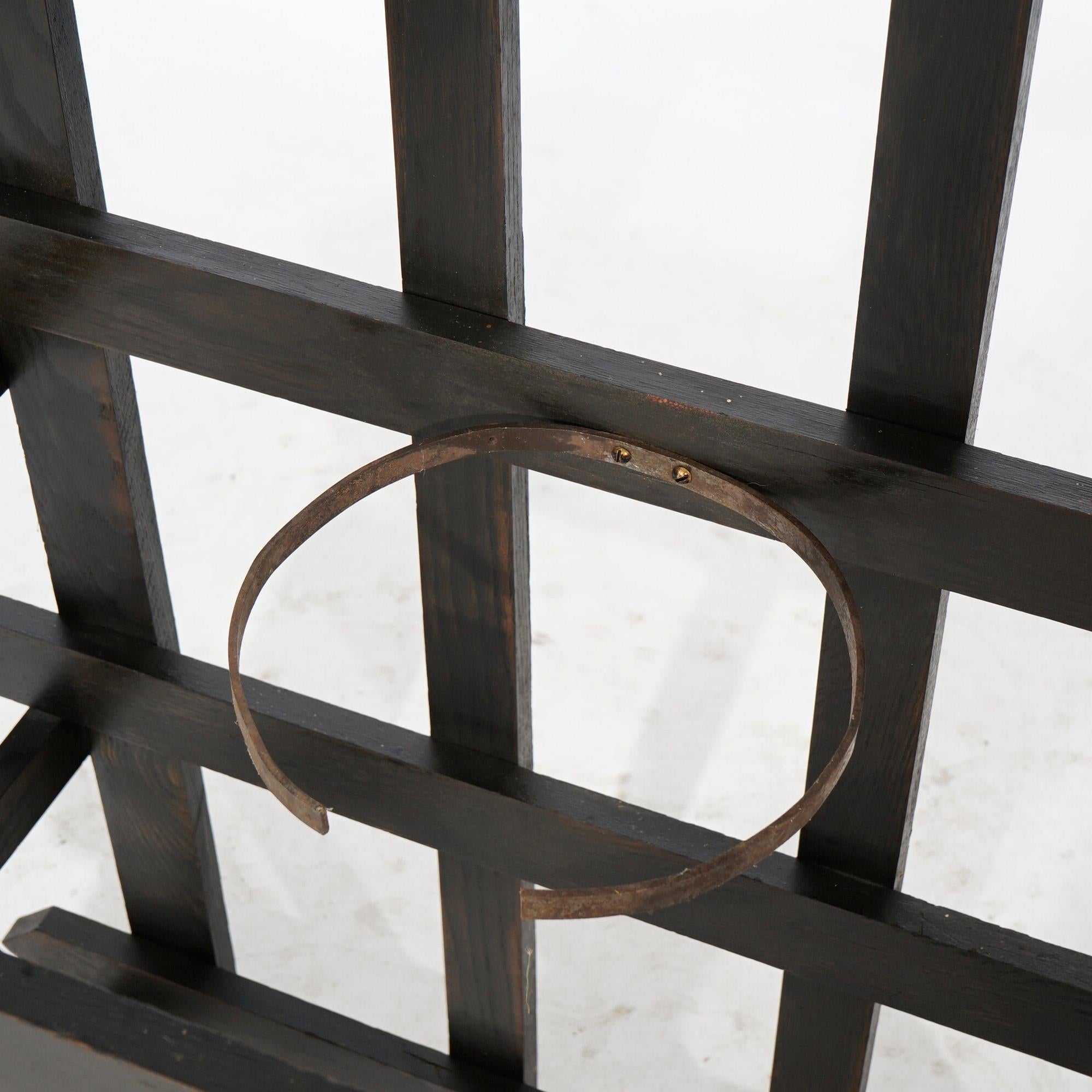 Antique Arts & Crafts Mission Oak Mirrored Hall Tree Circa 1910 10