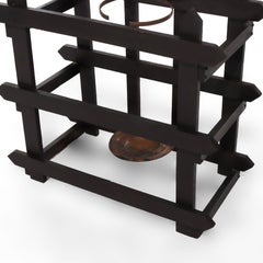 Antique Arts & Crafts Mission Oak Mirrored Hall Tree With Umbrella Stand c1920