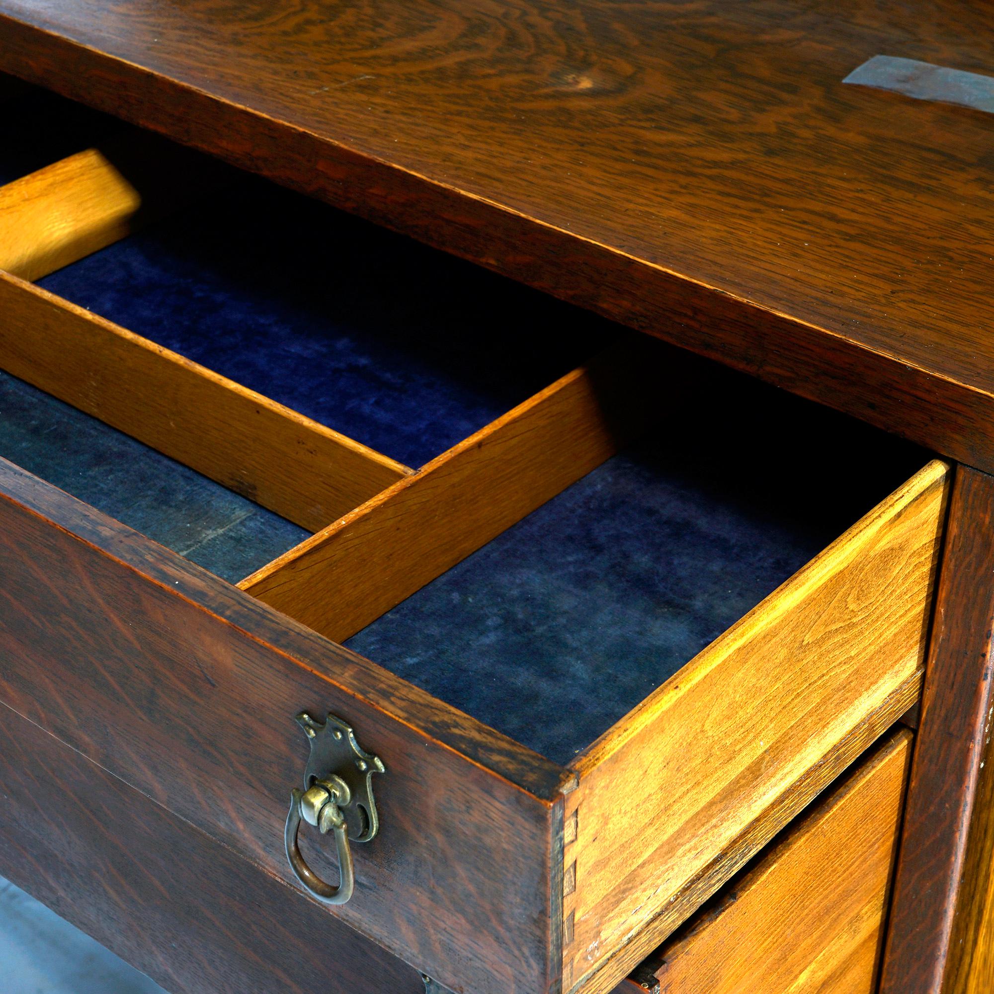 Antique Arts & Crafts Mission Oak Mirrored Sideboard Circa 1910 6