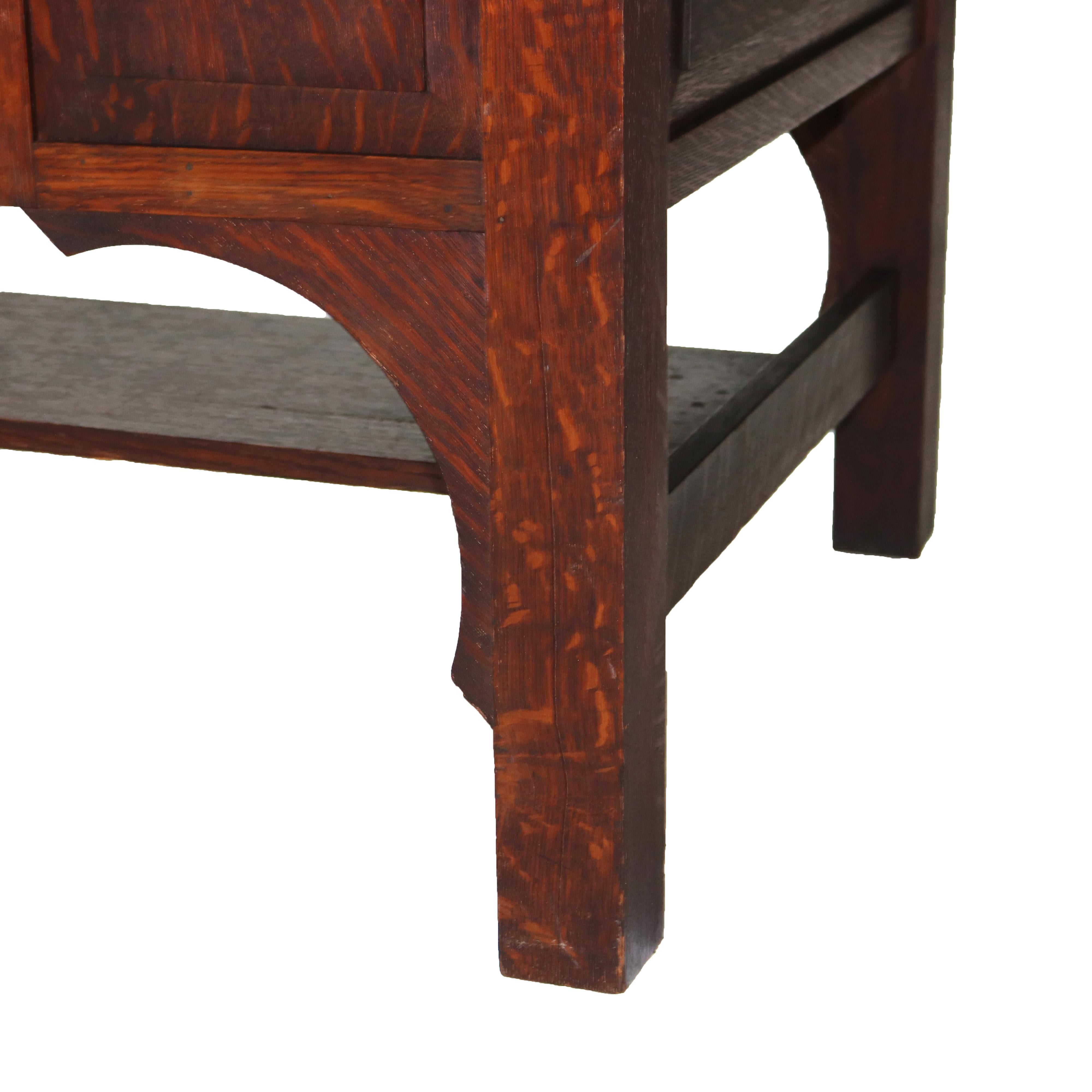 Antike Arts & Crafts Mission Eiche getäfelten Schreibtisch mit gewölbten Kragsteinen C1920 im Angebot 1