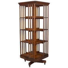 Antique Arts & Crafts Mission Oak Revolving and Rolling Bookcase by Danner