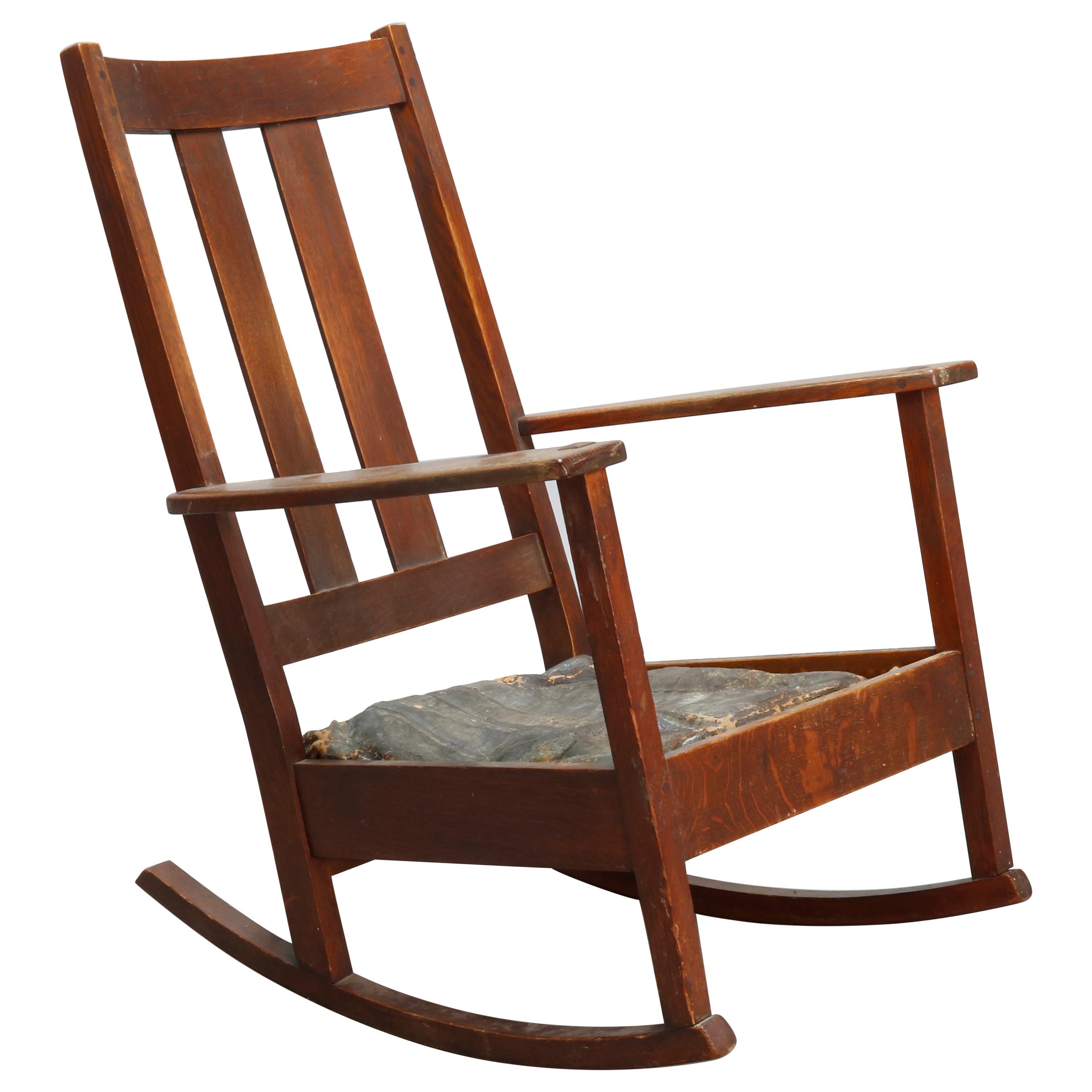 Antique Arts and Crafts Mission Oak Rocker by Limbert, 1910 at 1stDibs |  limbert rocker, limbert rocking chair, arts and crafts rocking chair