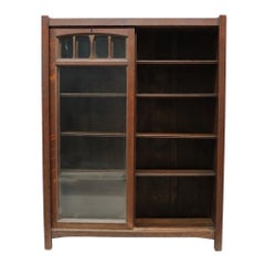 Antique Arts & Crafts Mission Oak Sliding 2 Door Bookcase C1910
