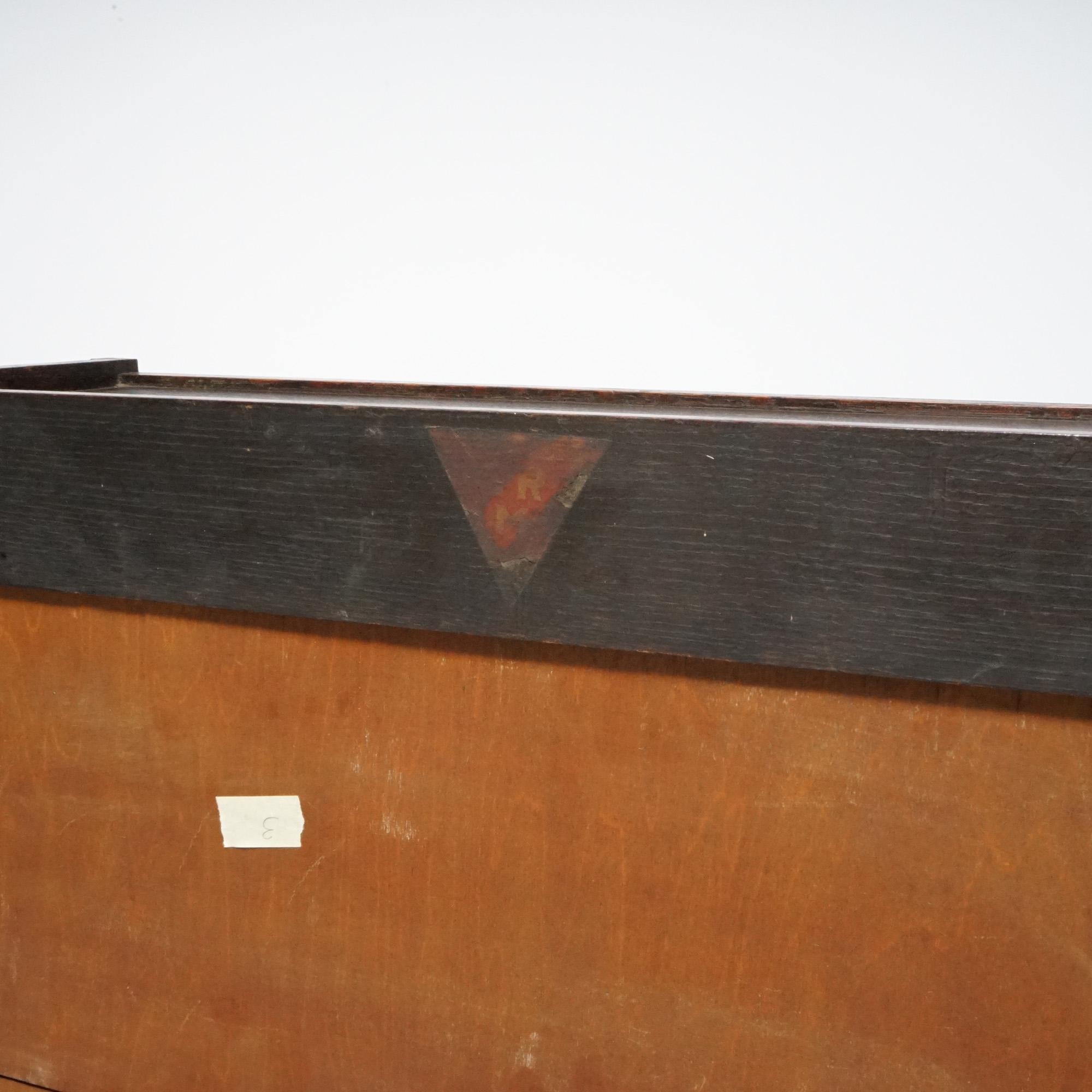 Antique Arts & Crafts Mission Oak Stack Barrister Bookcase, Leaded Top, c1910 11