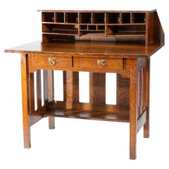 Antique Arts & Crafts Mission Oak Stickley Brothers Desk with Pigeon Holes c1910