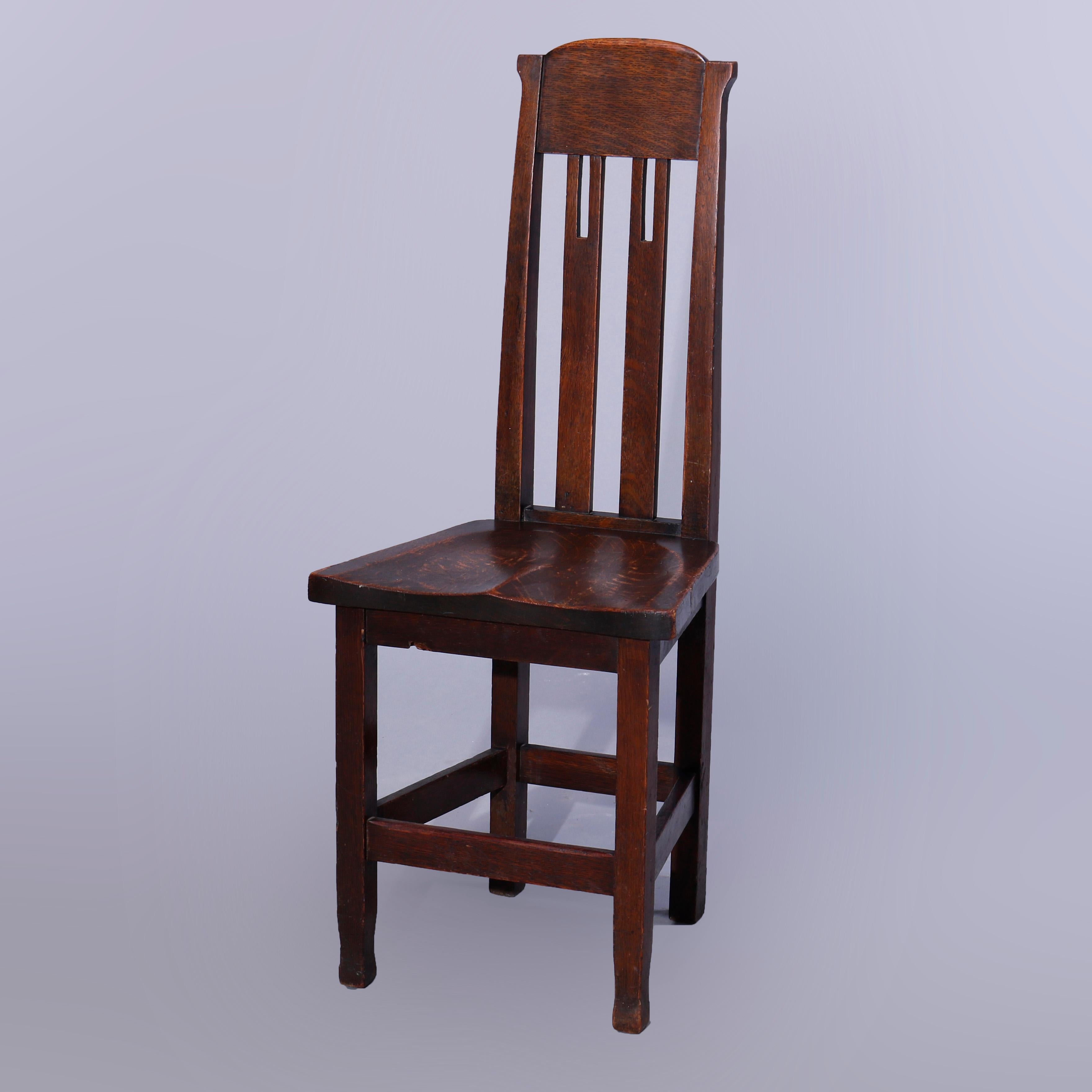 American Antique Arts & Crafts Mission Oak Stickley Brothers School Side Chair, c1910