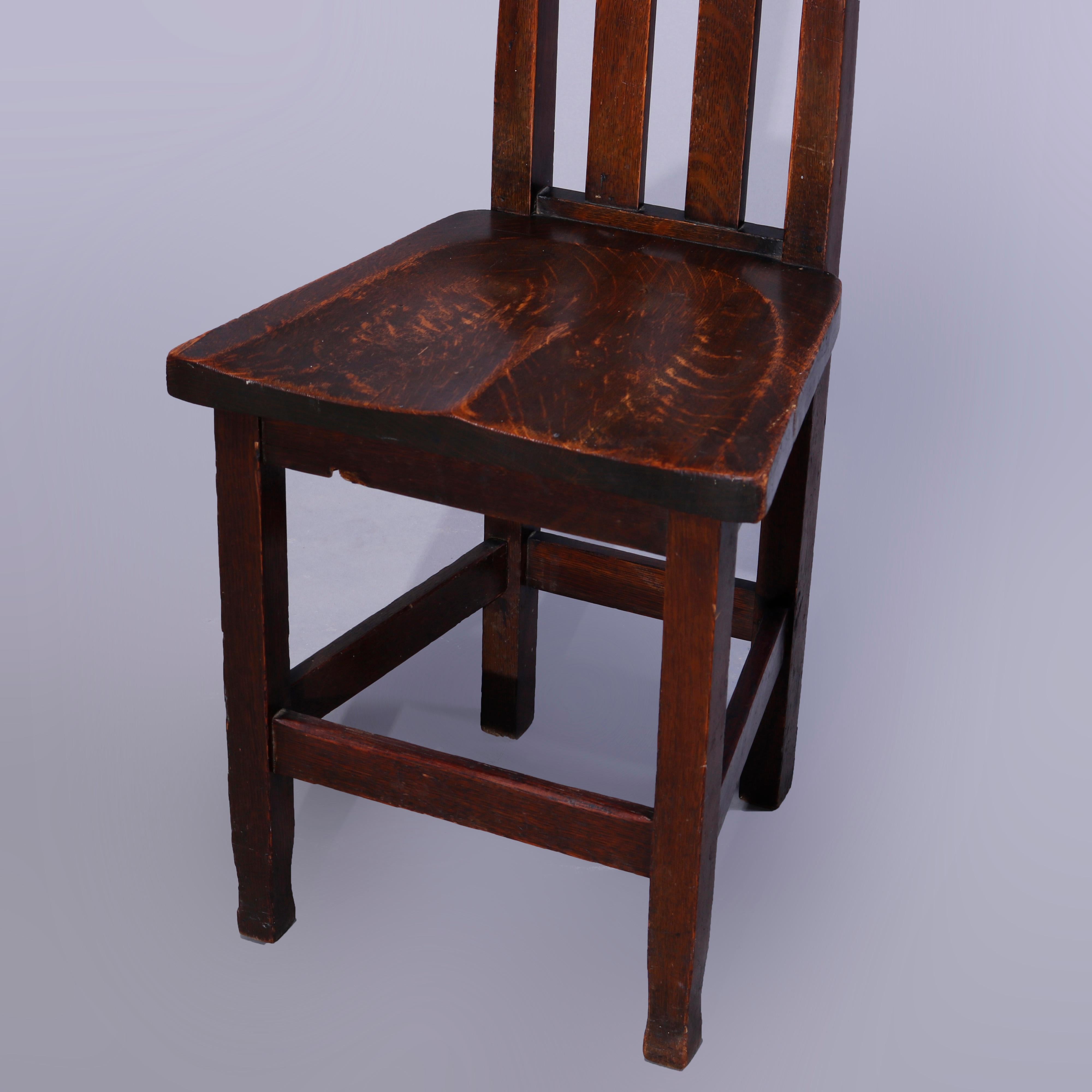 Antique Arts & Crafts Mission Oak Stickley Brothers School Side Chair, c1910 2