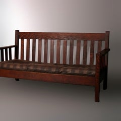 Antique Arts & Crafts Mission Oak Stickley Brothers School Sofa, c1910