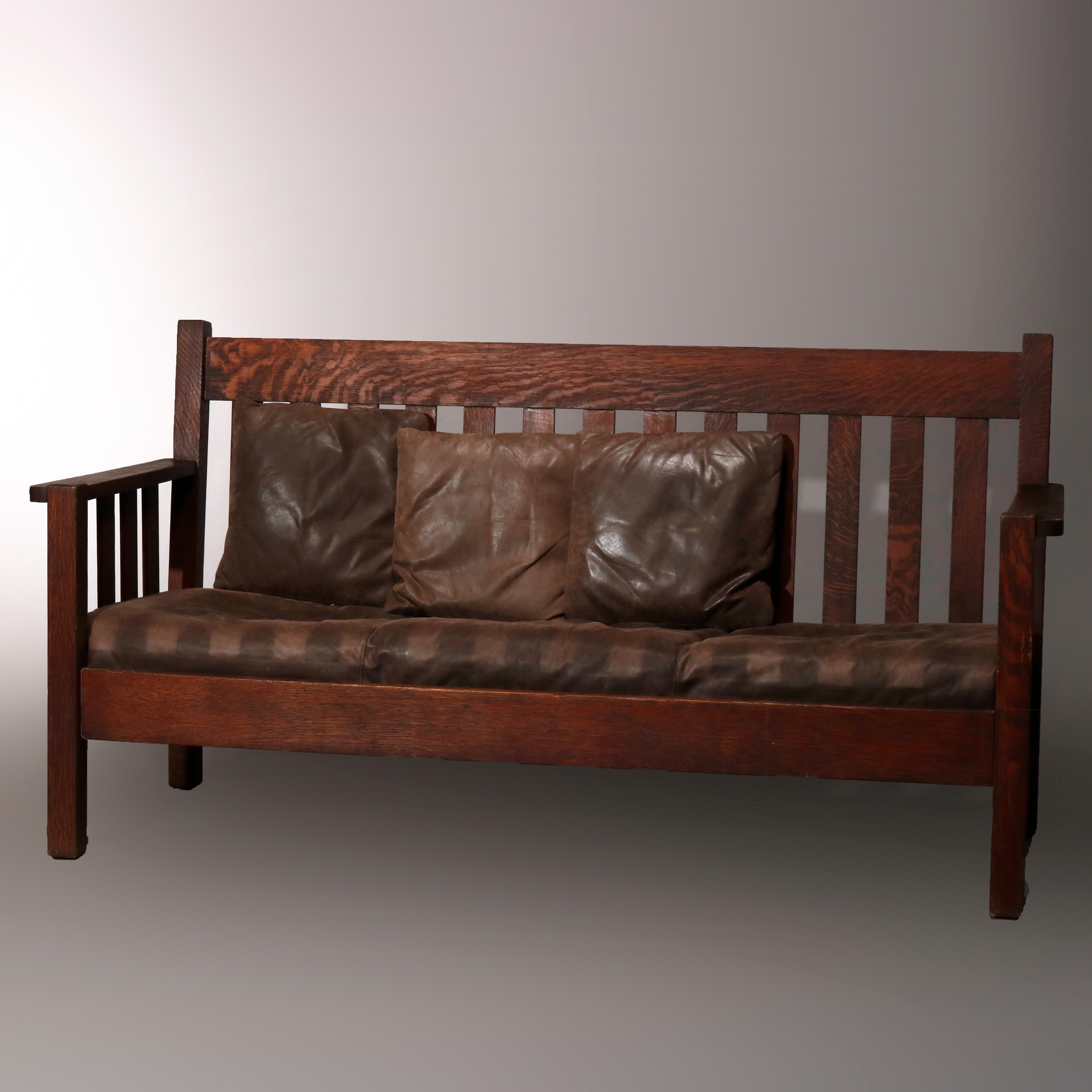 Antique Arts & Crafts Mission Oak Stickley Brothers School Sofa, c1910 In Good Condition In Big Flats, NY