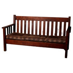 Antique Arts & Crafts Mission Oak Stickley Brothers School Sofa, c1910