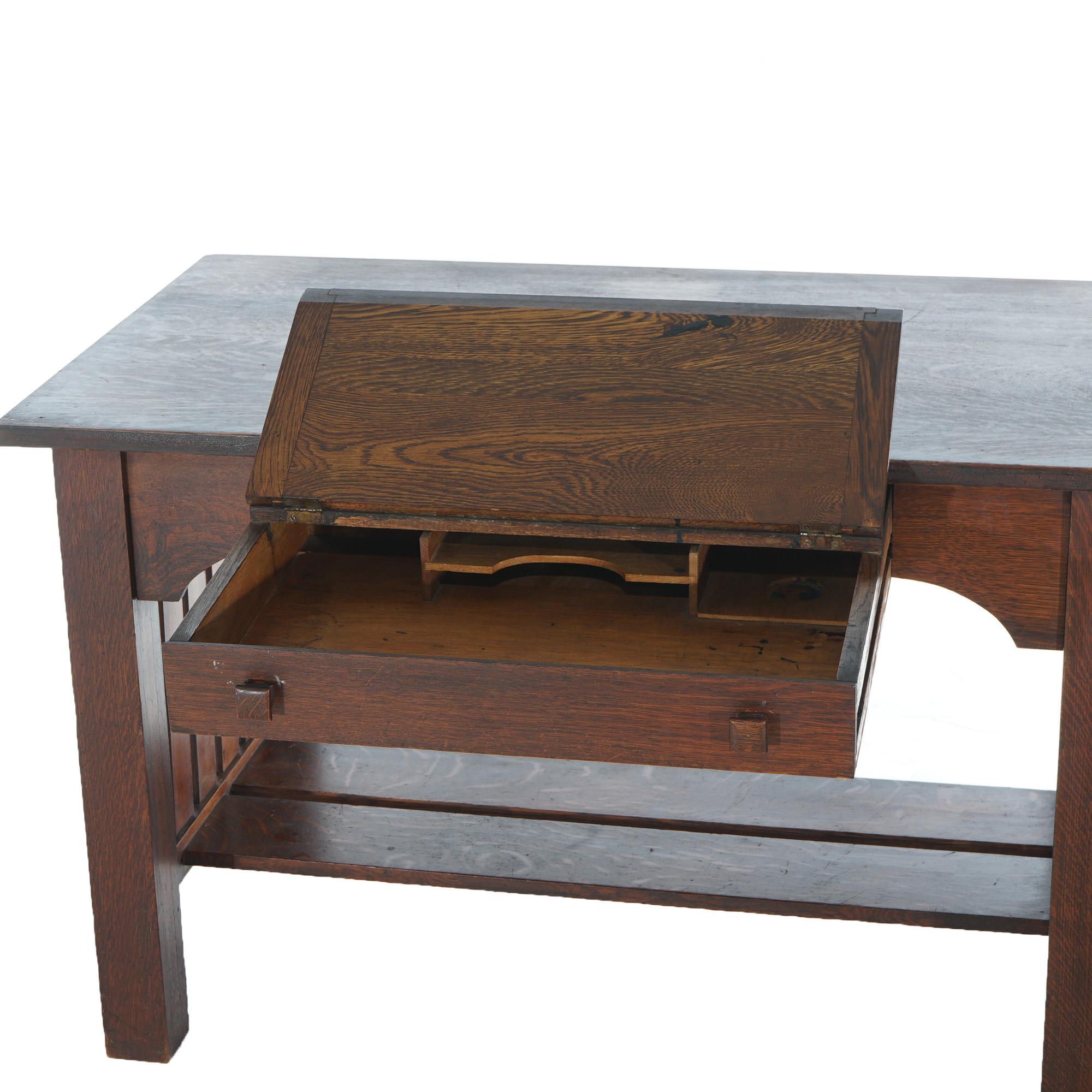 Antique Arts & Crafts Mission Oak Stickley School Desk C1910 9