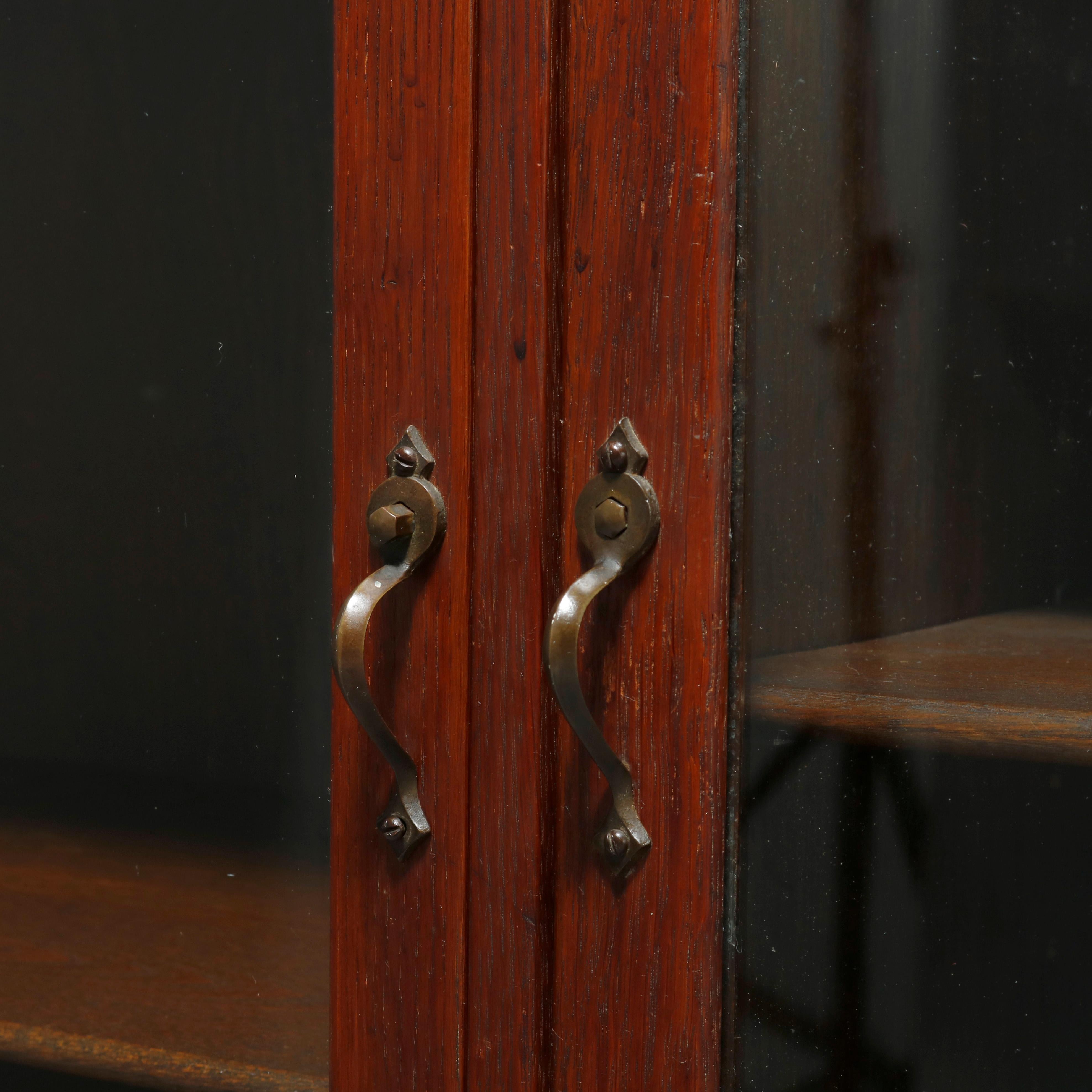 Antique Arts & Crafts Mission Oak Stickley School Double Door Bookcase, c1910 4
