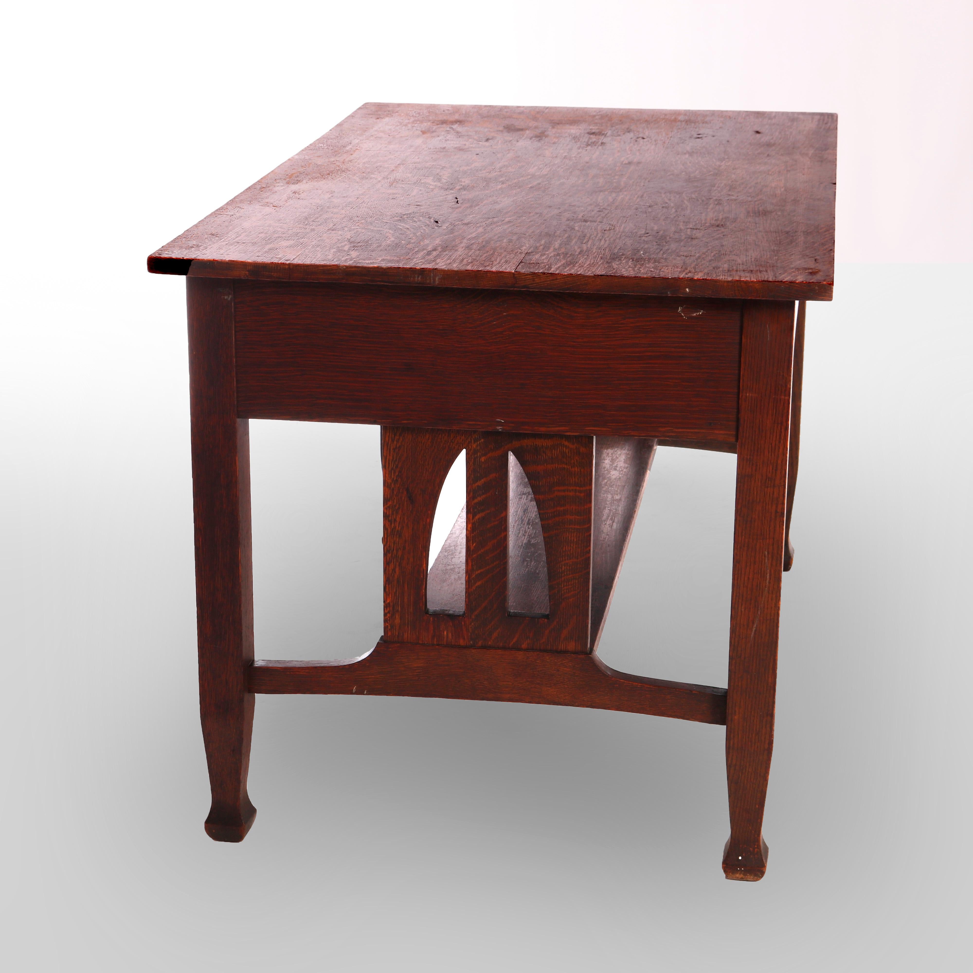 Antique Arts & Crafts Mission Oak Stickley School Library Table, C1910 4