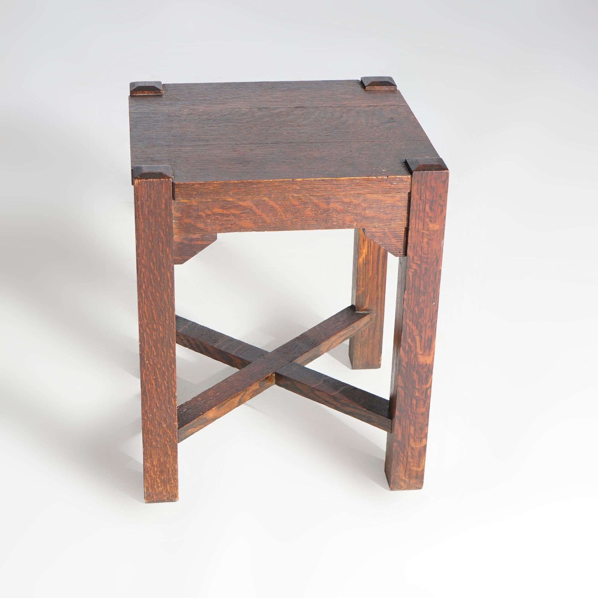 Antique Arts & Crafts Mission Oak Stickley School Square Tabouret Stool, c1910 In Good Condition In Big Flats, NY