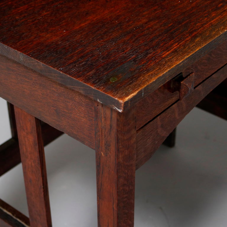 Antique Arts and Crafts Mission Oak Stickley School Writing Desk, circa
