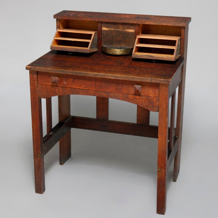 Antique Arts And Crafts Mission Oak Stickley School Writing Desk