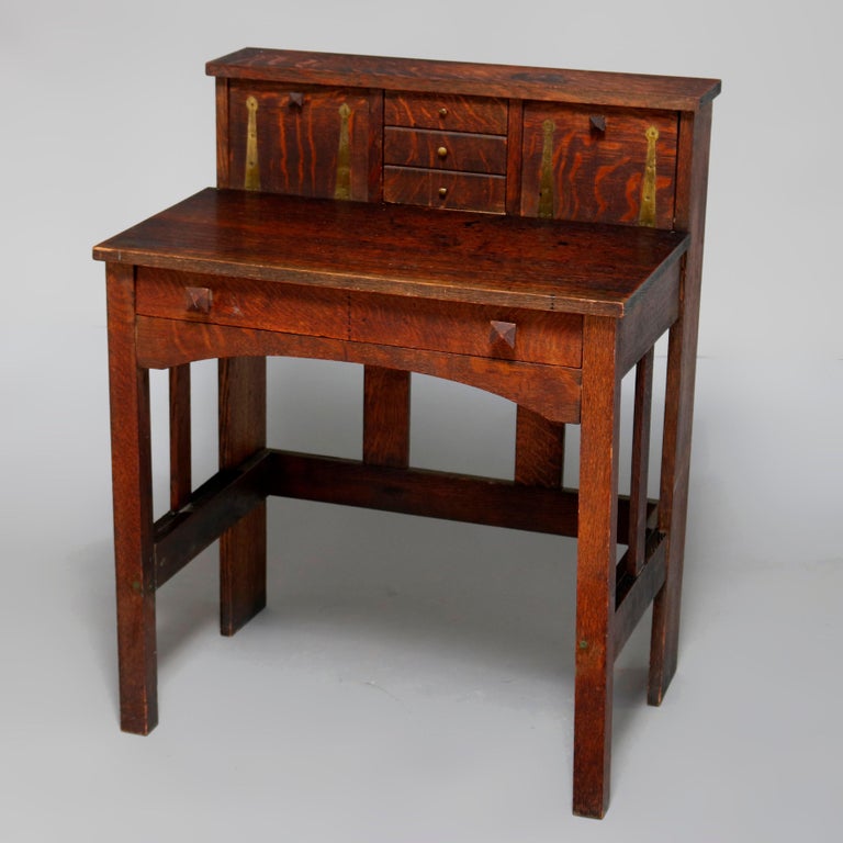 Antique Arts And Crafts Mission Oak Stickley School Writing Desk