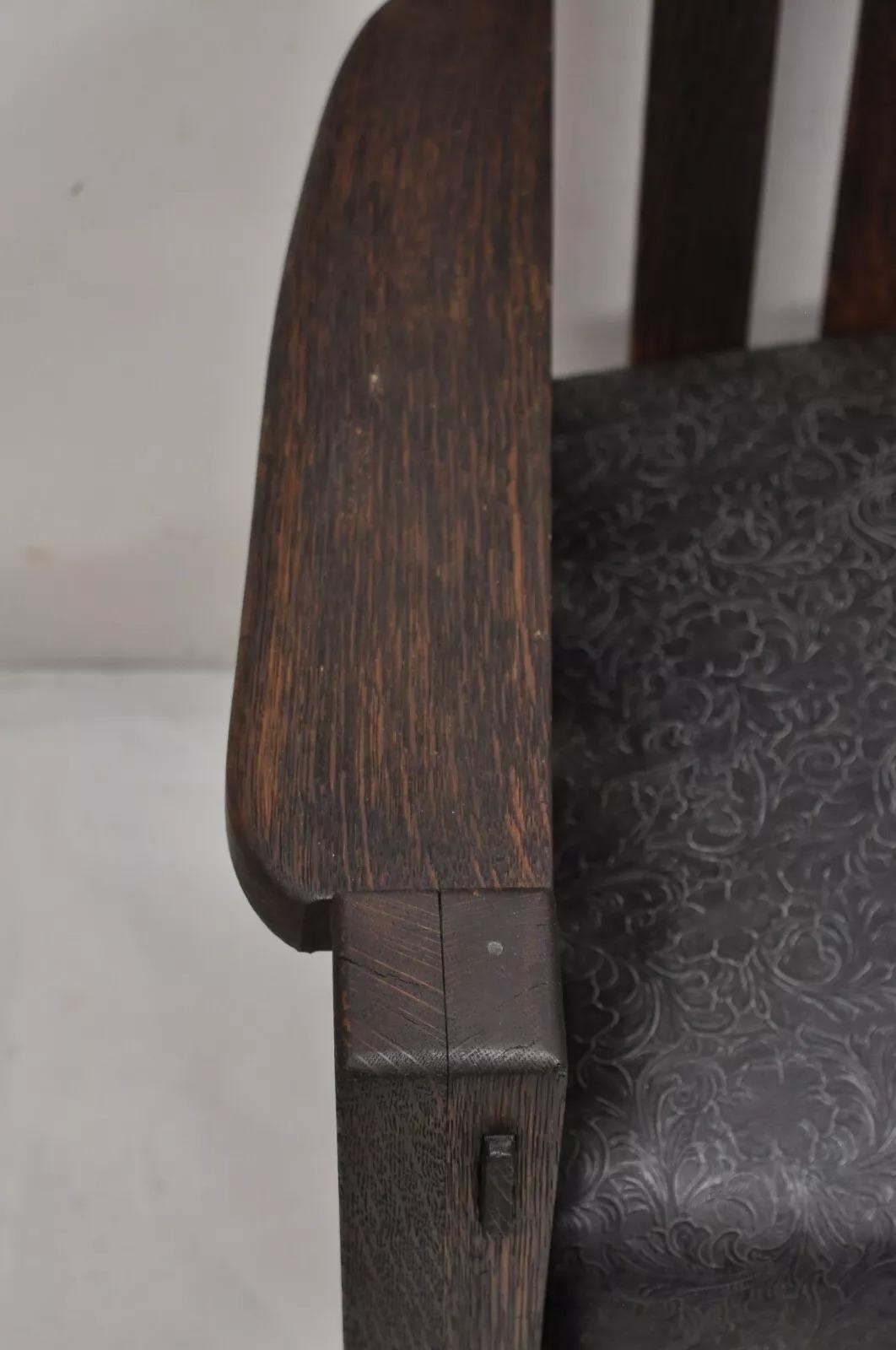 Sconosciuto Arte Antiques Mission Arts & Crafts Oak Stickley Stile 14 Panca a Doghe Divano in vendita