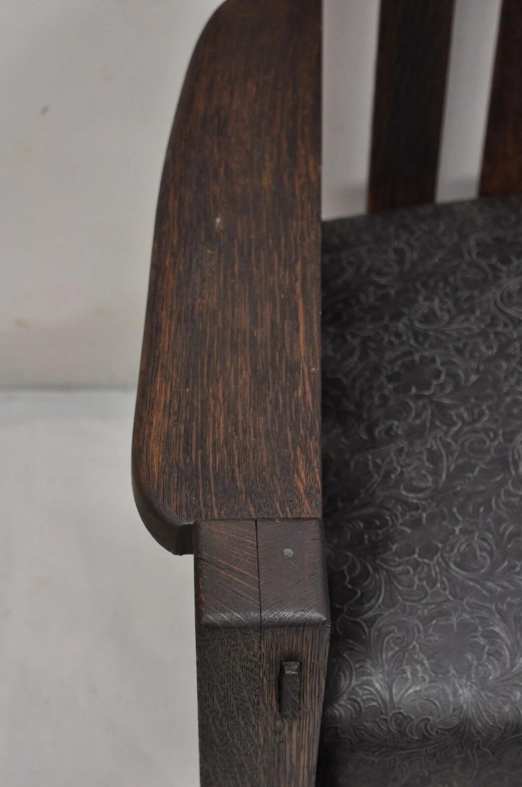 Antikes Arts and Crafts Mission Eichenholz Stickley Stil 14 Lattenrost Bank Settee Sofa (20. Jahrhundert) im Angebot