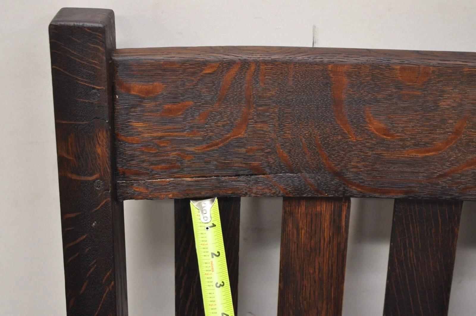 Antikes Arts and Crafts Mission Eichenholz Stickley Stil 14 Lattenrost Bank Settee Sofa im Angebot 3