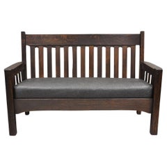 Antique Arts
Crafts Mission Oak Stickley Style 14 Slatted Bench Settee Sofa