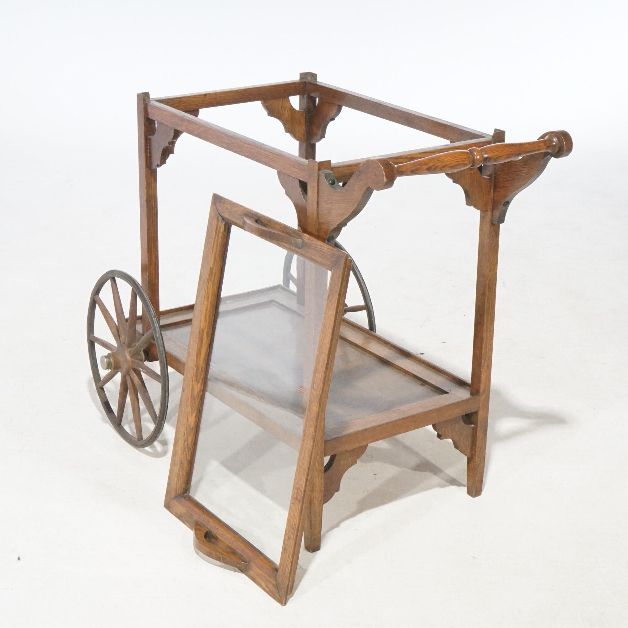 Antiguo carro de servir té Arts & Crafts Mission Oak, circa 1910 Artes y manualidades en venta