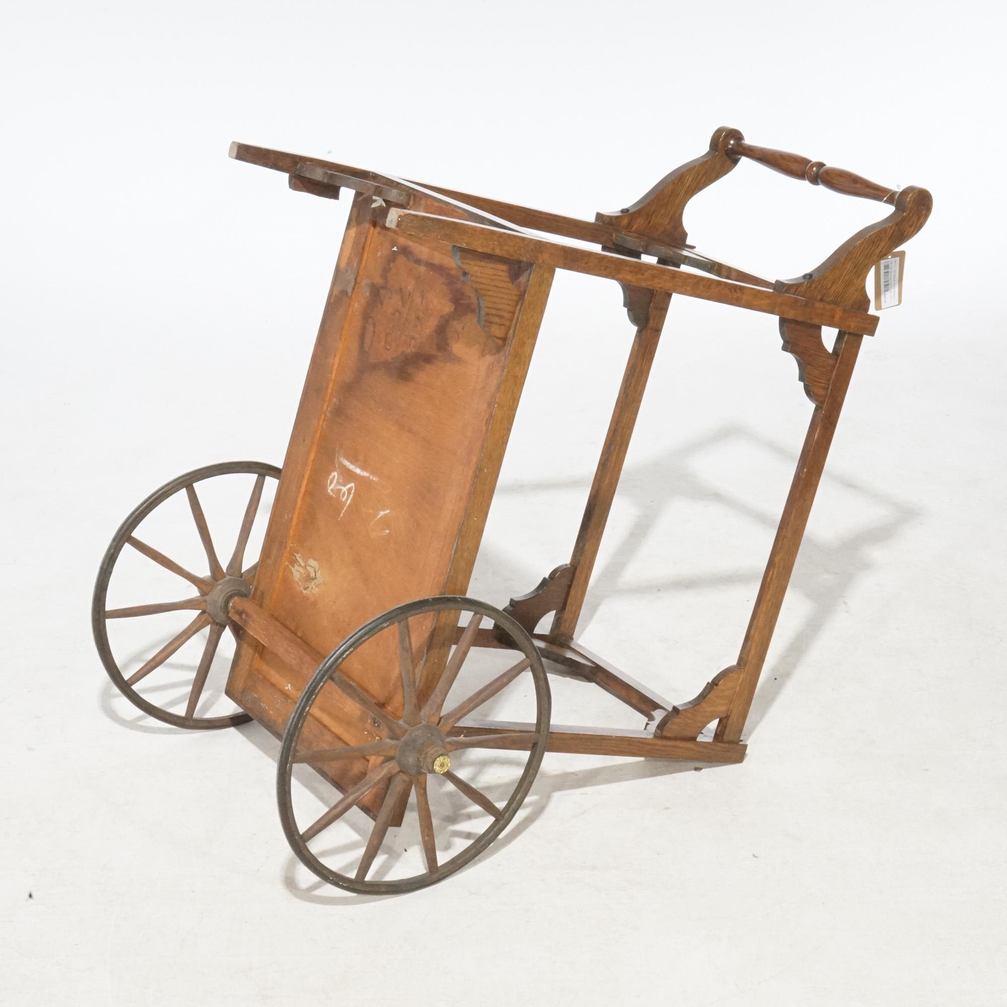 Chariot de service à thé antique Mission en chêne Arts & Crafts, vers 1910 en vente 2