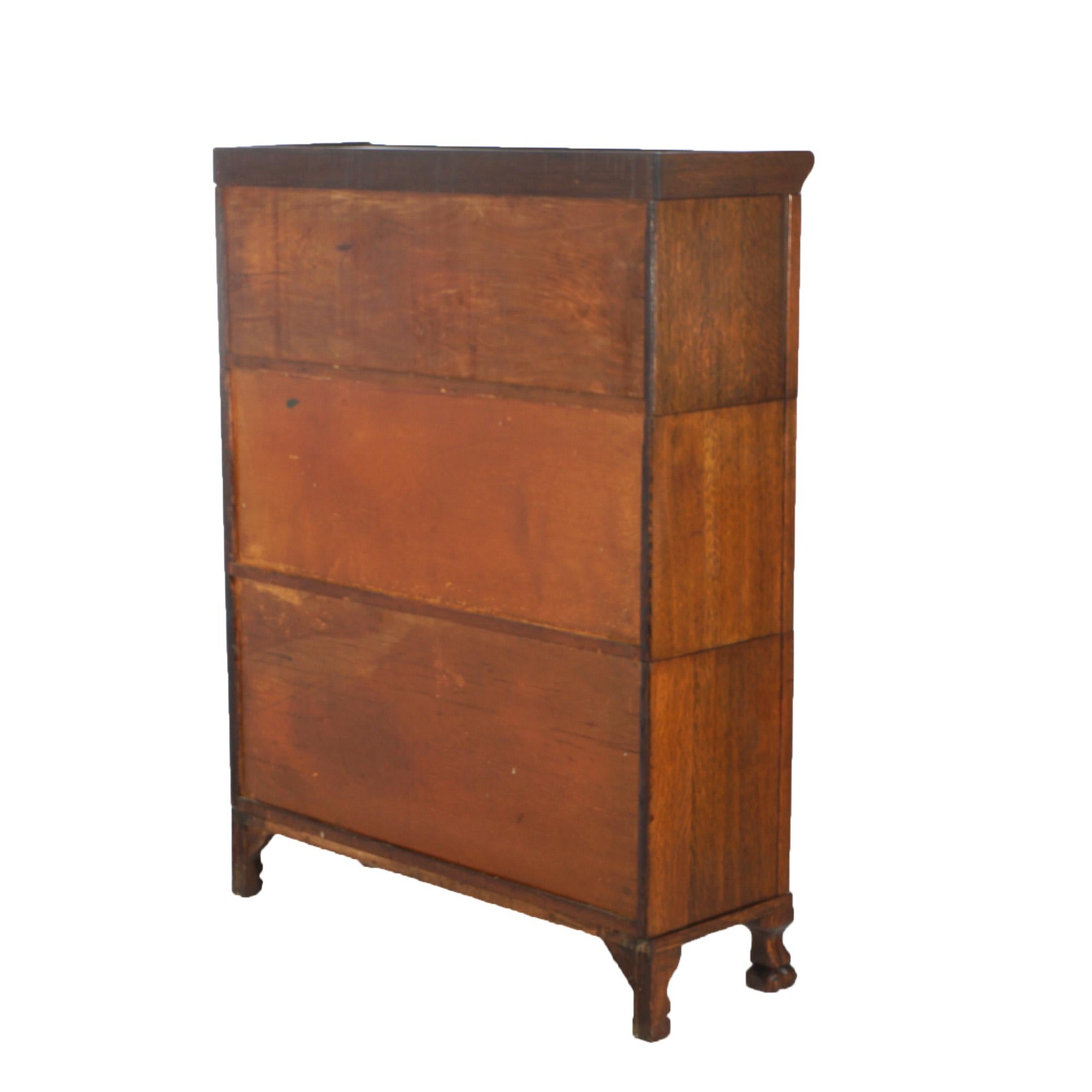 Arts and Crafts Antique Arts & Crafts Mission Oak Three Stack Claw Foot Barrister Bookcase c1920