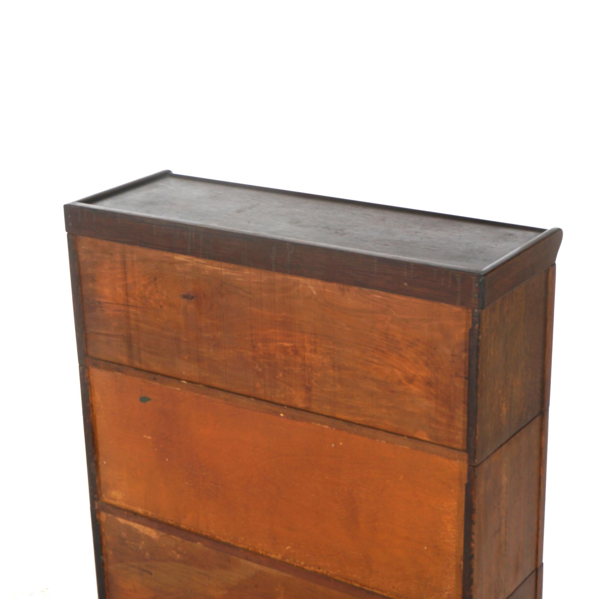 Antique Arts & Crafts Mission Oak Three Stack Claw Foot Barrister Bookcase c1920 1
