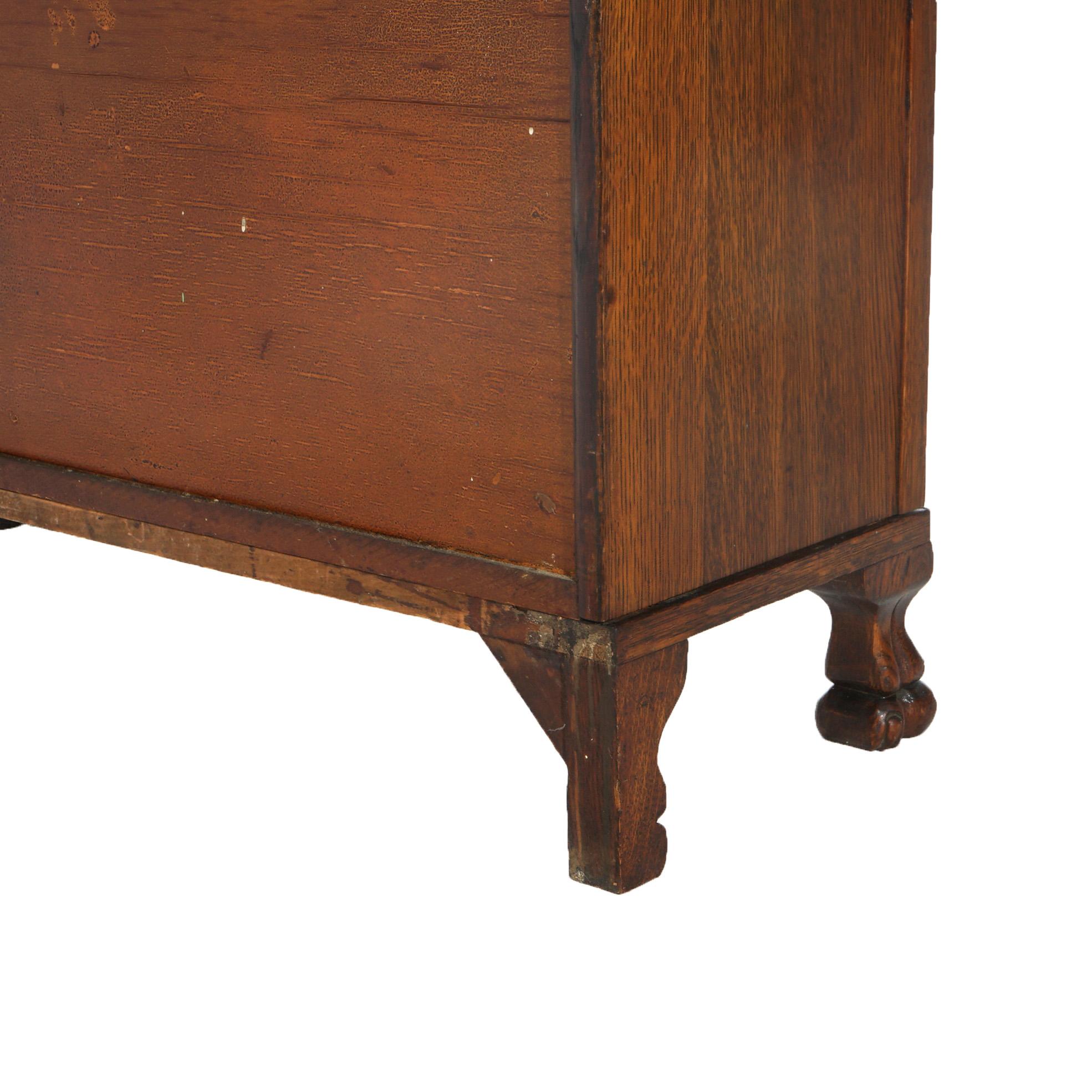 Antique Arts & Crafts Mission Oak Three Stack Claw Foot Barrister Bookcase c1920 2