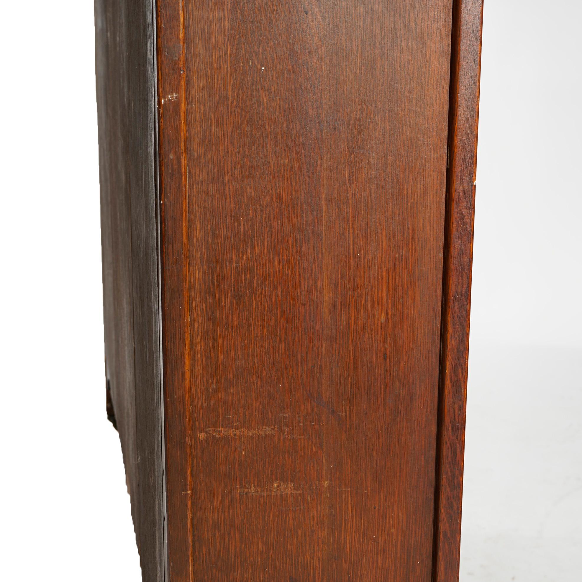 20th Century Antique Arts & Crafts Mission Oak Triple Door Bookcase, Circa 1910