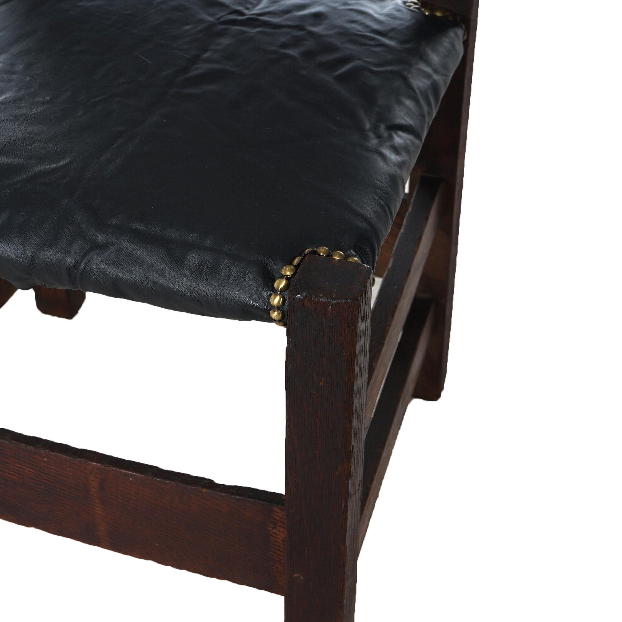 Antique Arts & Crafts Mission Oak V-Back Chair  Signed Gustav Stickley c1905 8