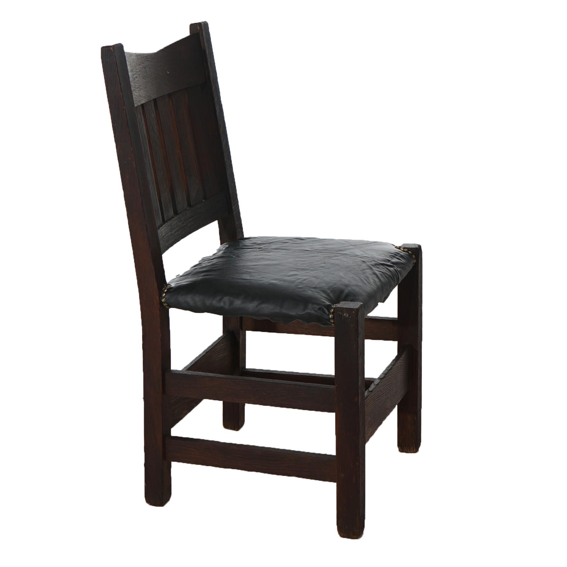 Antique Arts & Crafts Mission Oak V-Back Chair  Signed Gustav Stickley c1905 10