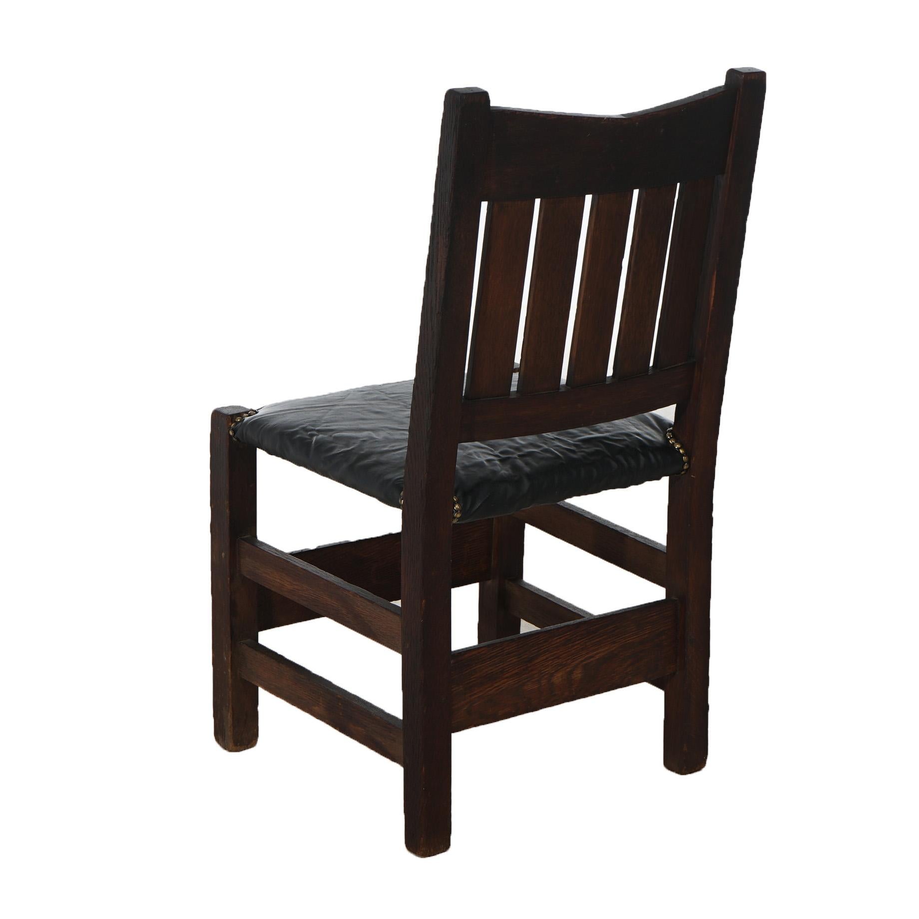 Antique Arts & Crafts Mission Oak V-Back Chair  Signed Gustav Stickley c1905 In Good Condition In Big Flats, NY