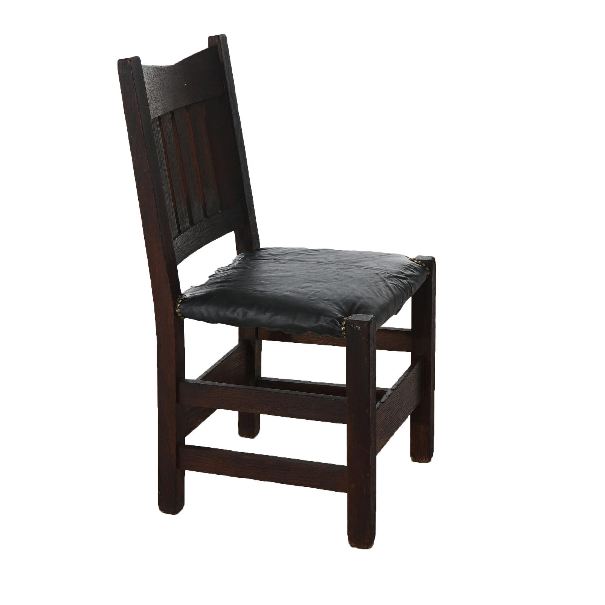 20th Century Antique Arts & Crafts Mission Oak V-Back Chair  Signed Gustav Stickley c1905