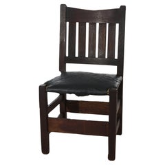 Antique Arts & Crafts Mission Oak V-Back Chair  Signed Gustav Stickley c1905