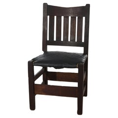 Antique Arts & Crafts Mission Oak V-Back Chair Signed Gustav Stickley c1905