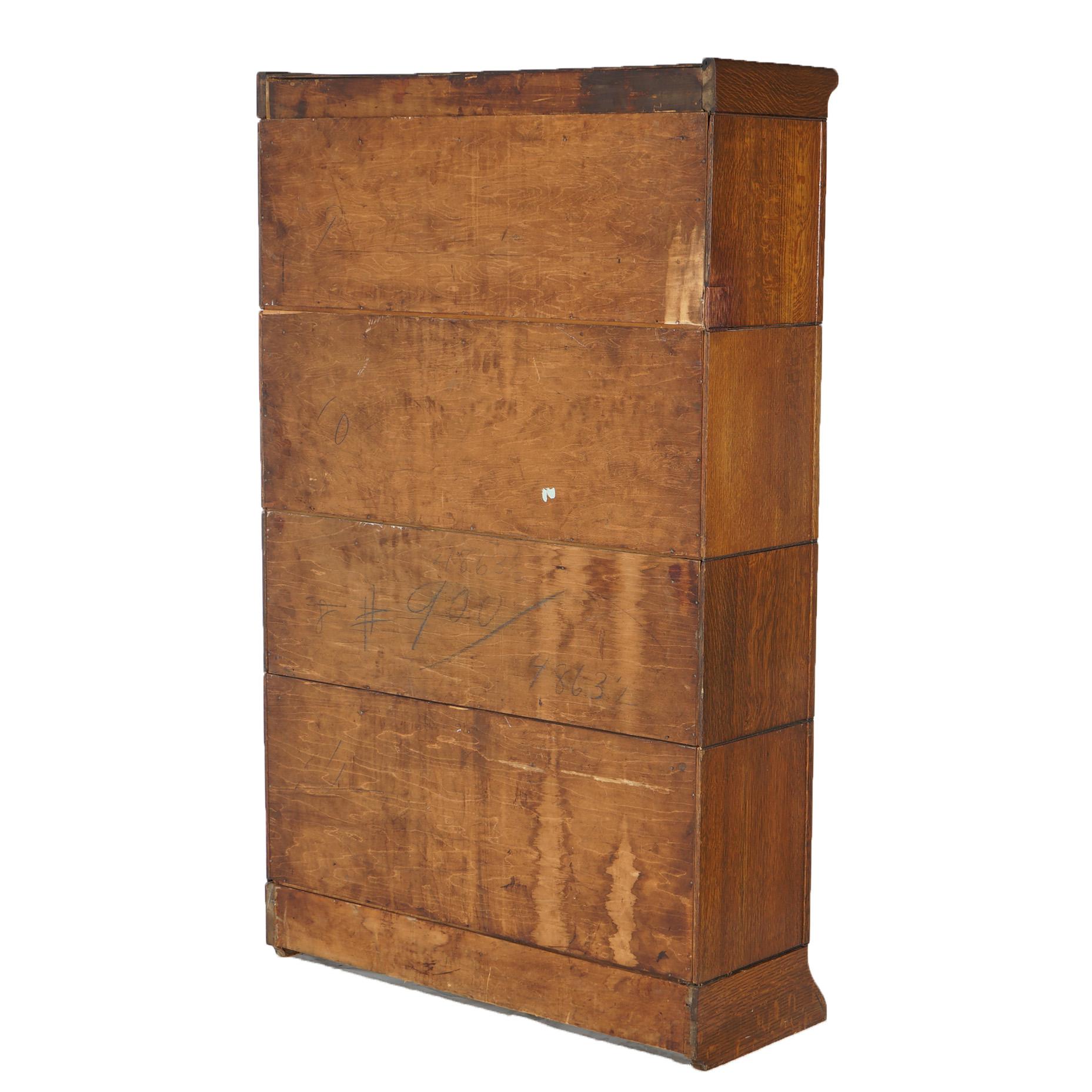 Antique Arts & Crafts Mission Oak Viking Four Stack Barrister Bookcase c1910 1