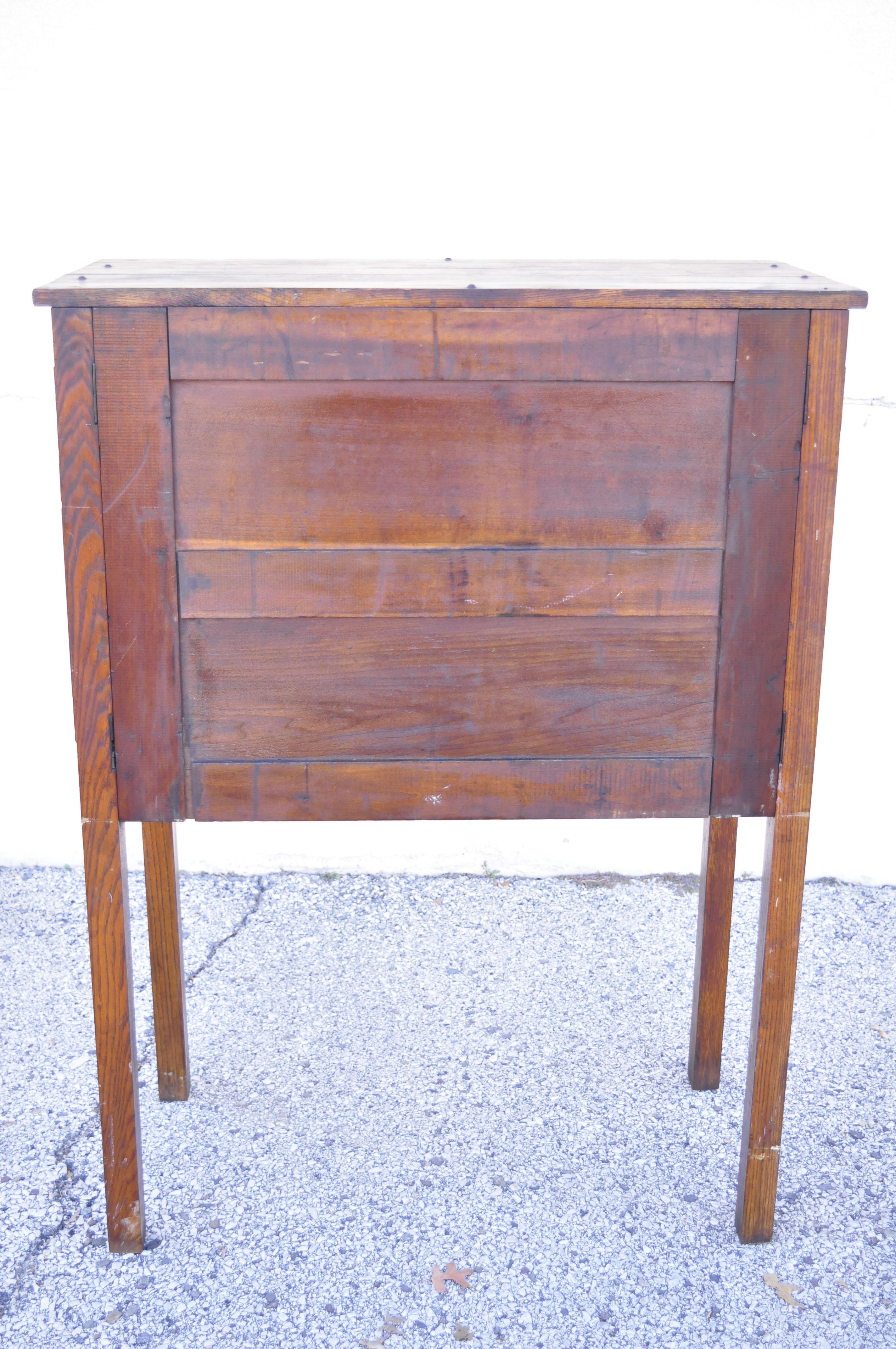 Antique Arts & Crafts Mission Oak Wood Pie Safe Kitchen Cupboard Cabinet on Legs 2