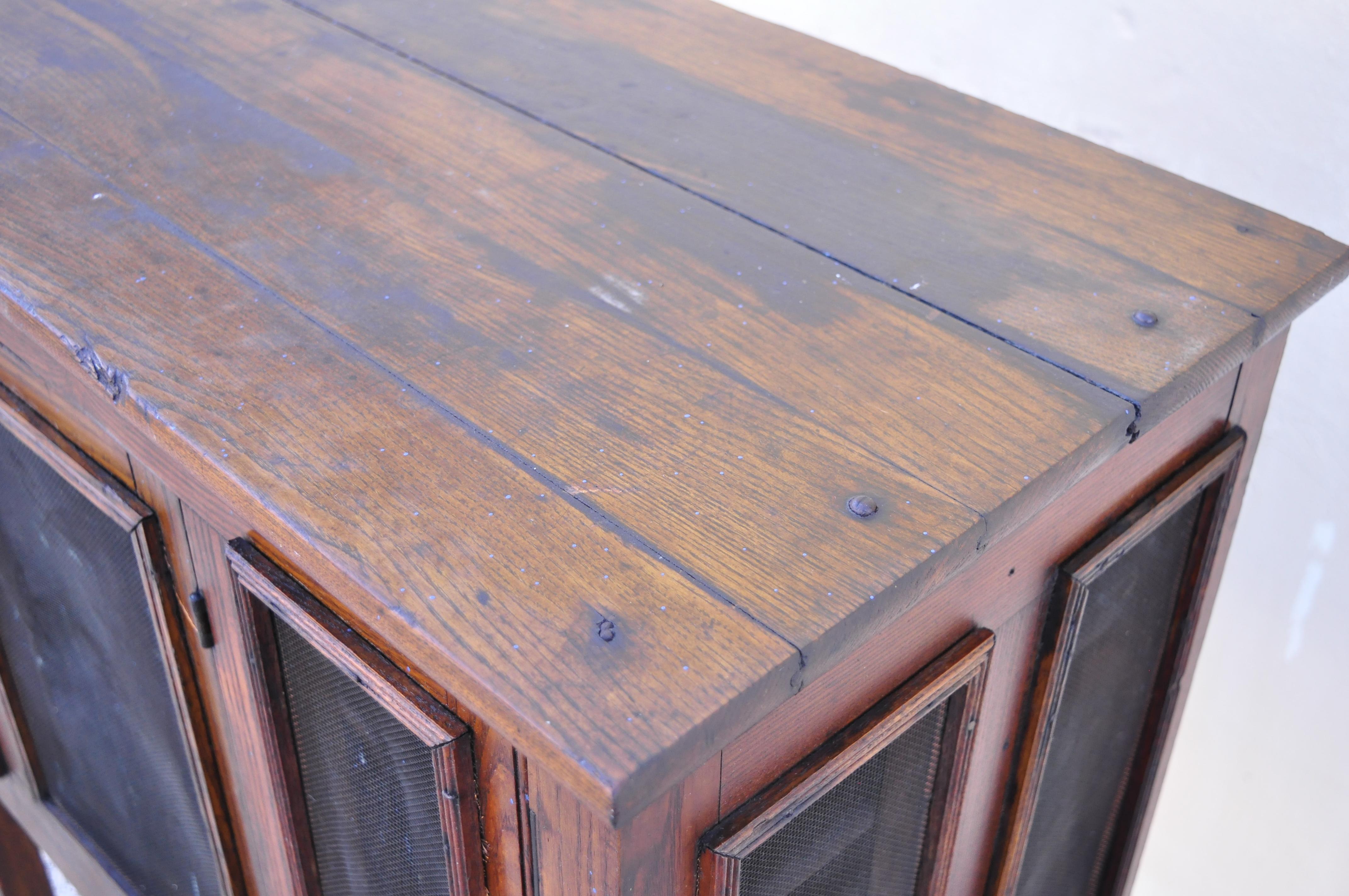 Antique Arts & Crafts Mission Oak Wood Pie Safe Kitchen Cupboard Cabinet on Legs 3