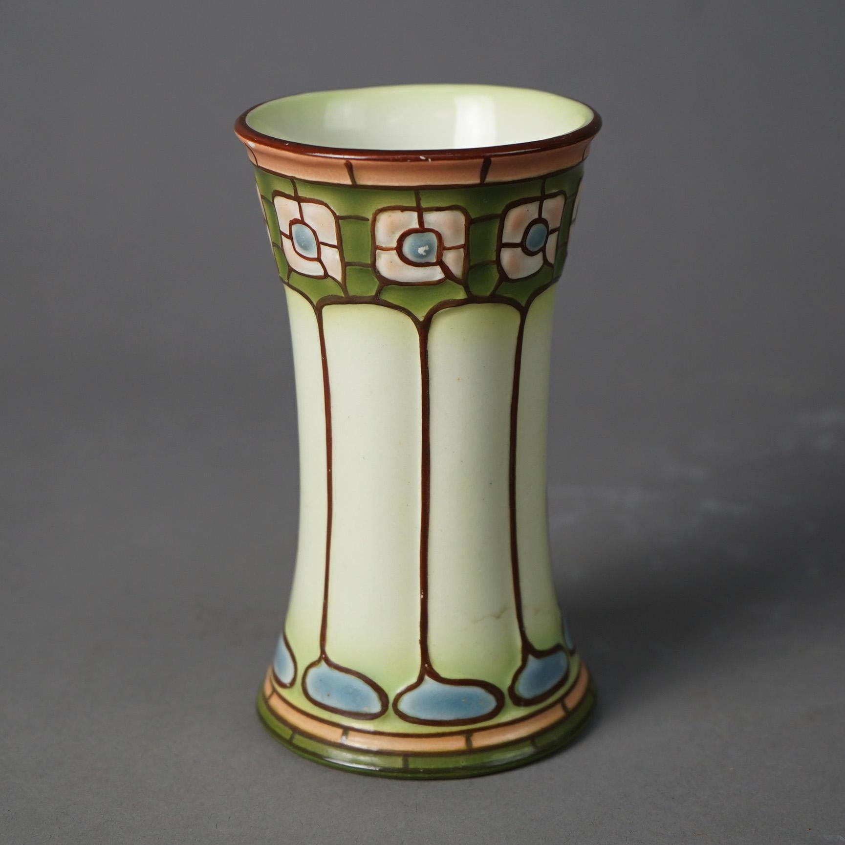 Antikes, stilisiertes ECLA-Schale und Krug-Set aus Porzellan im Missionsstil von Arts &Crafts, um 1910 im Angebot 1