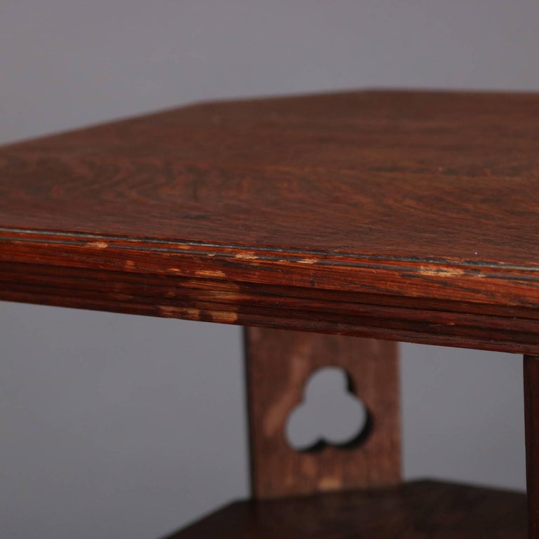 Antique Arts and Crafts Mission Quarter Sawn Oak ThreeTier Trefoil