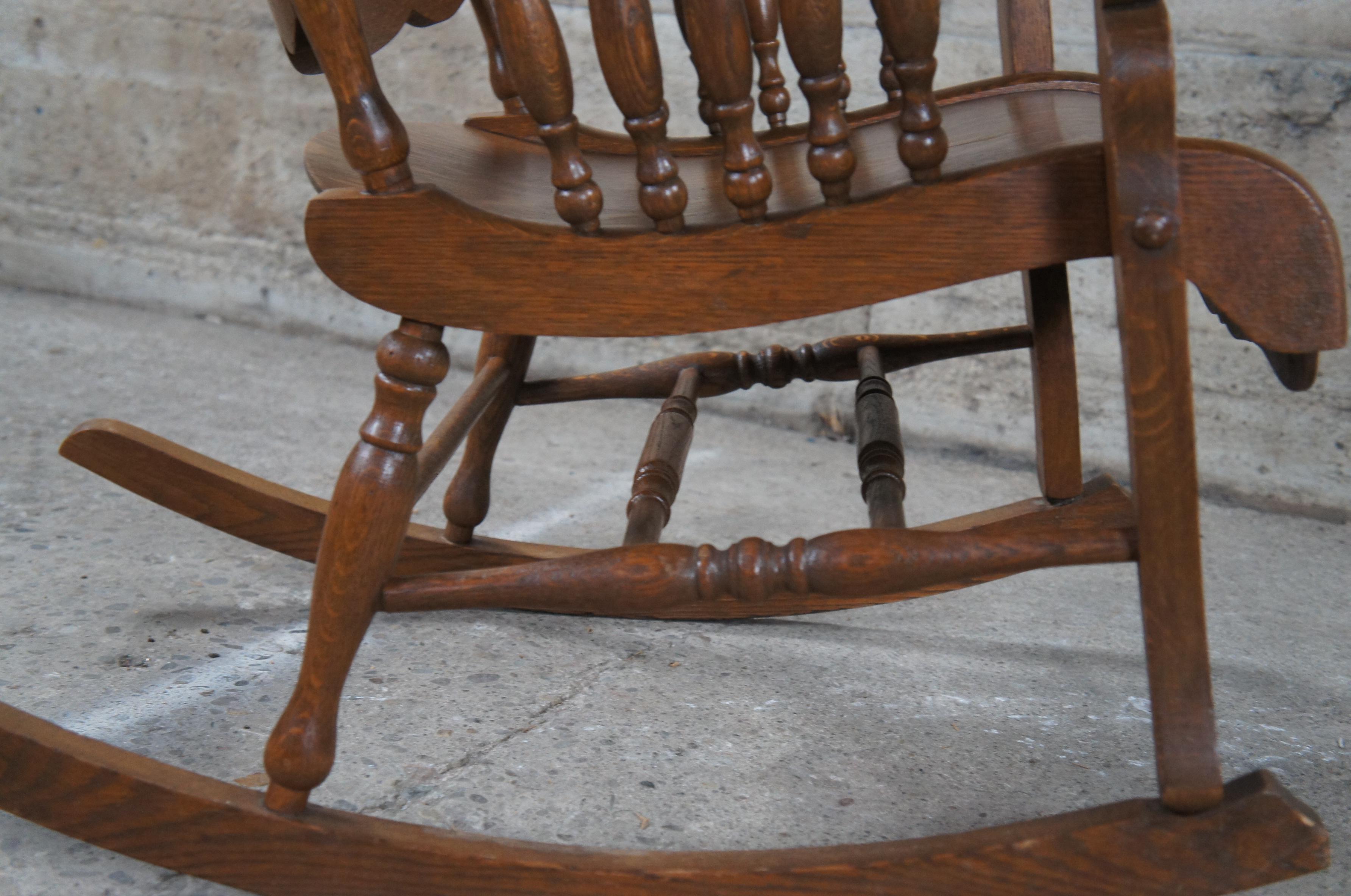 Antique Arts & Crafts Mission Quartersawn Oak Bentwood Rocking Arm Chair Rocker For Sale 6